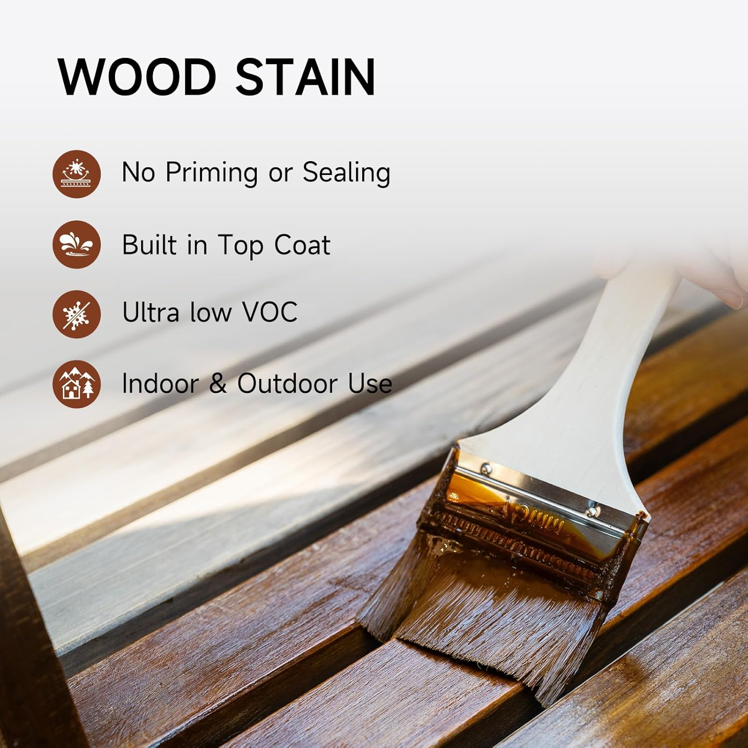 MOLLOR Wood Stain, 16 Oz Water Based Wood Stain and Sealer in One - No Priming, No Top Coat Required, Fast Drying|Low Odor|Non-Toxic, Perfect for Indoor and Outdoor Furniture (Black Walnut with Tools) - Black Walnut image number 6