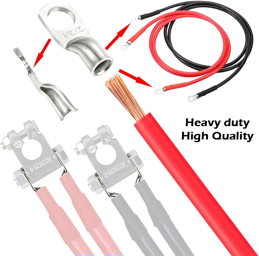 Ampper Heavy Duty Tinned Copper Wire Lugs, UL Tubular Eyelets Ring Crimp Copper Terminal Connectors for Battery Cable Ends and More (8 Awg, 3/8" Ring, 10 Pcs) image number 5