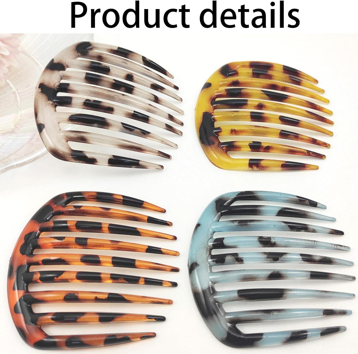 SSKHE 6PCS French Twist Comb French Hair Comb Retro Celluloid Hair Set 9 Teeth Non Slip Clips Styling Accessories for Women and Girls Multicolour image number 6