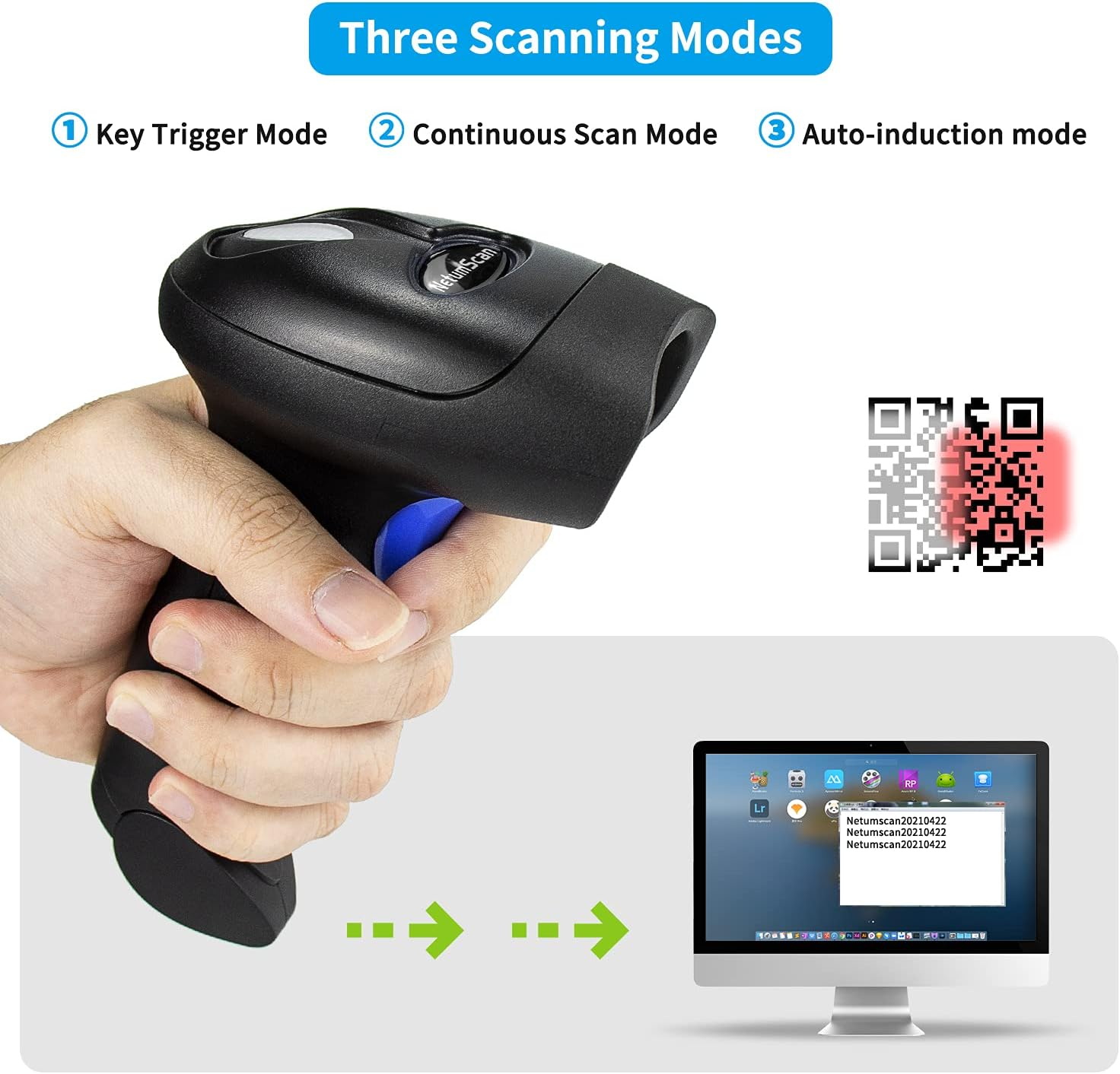 Handheld USB QR Barcode Scanner Reader for Computers, Netumscan Handheld Wired Automatic 1D 2D Image Bar Code Scanners for Mobile Payment, Store, Supermarket, Warehouse image number 4
