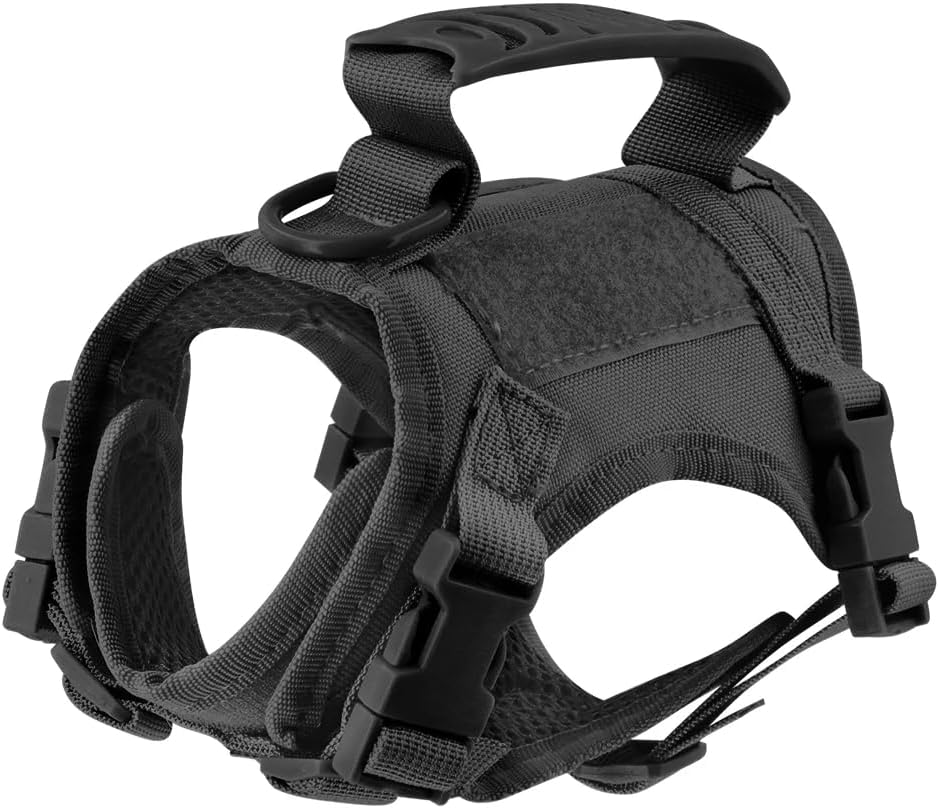 Tactical Cat Harness Leash for Walking Escape Proof Adjustable Kitten Vest with Patch for Military Service Small Dog Training,Brown Harness