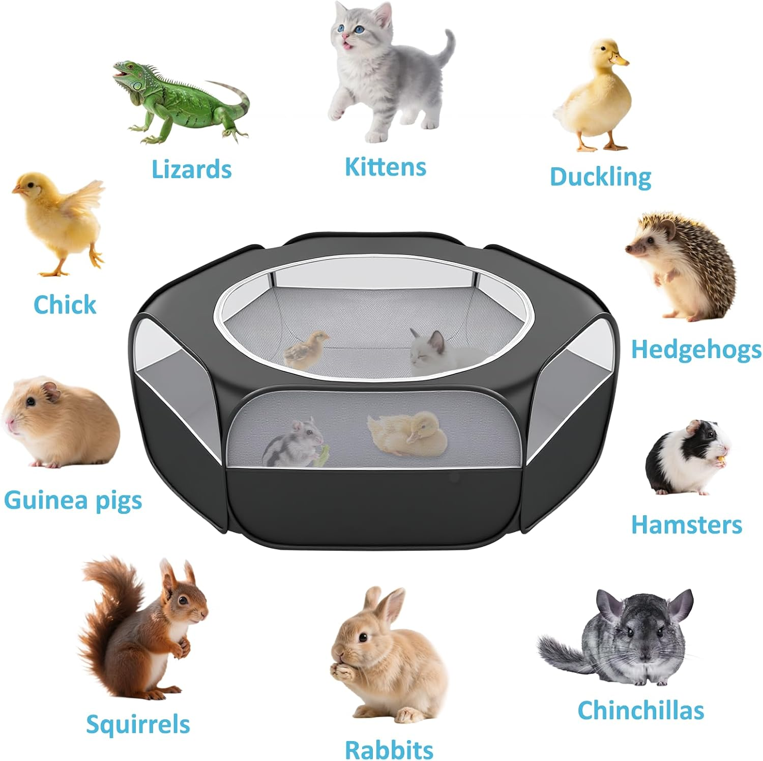 Roobuck Small Animal Playpen &ndash; Waterproof Chicken Brooder Box with Zippered Cover &ndash; Foldable Indoor Outdoor Small Pet Cage Tent for Rabbits, Guinea Pigs, Hamsters, Chick, Kitten, Puppy image number 2