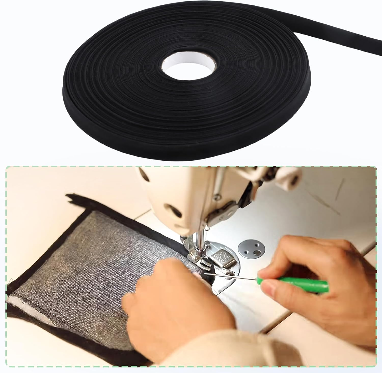 1/2 Inch Double Fold Bias Tape, 30 Yards Bias Binding Tape Fabric Tape for Sewing Piping Hemming Quilting Seaming(Black) image number 3