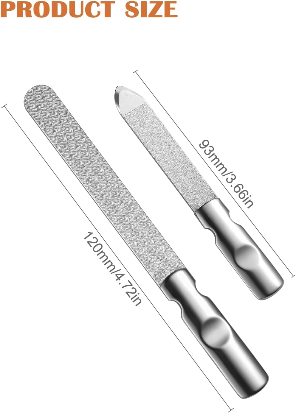 FVION Professional Metal Nail Files - 2 PCS, Stainless Steel, Double-Sided, Coarse & Fine Grit, Manicure & Pedicure Tool Set image number 4
