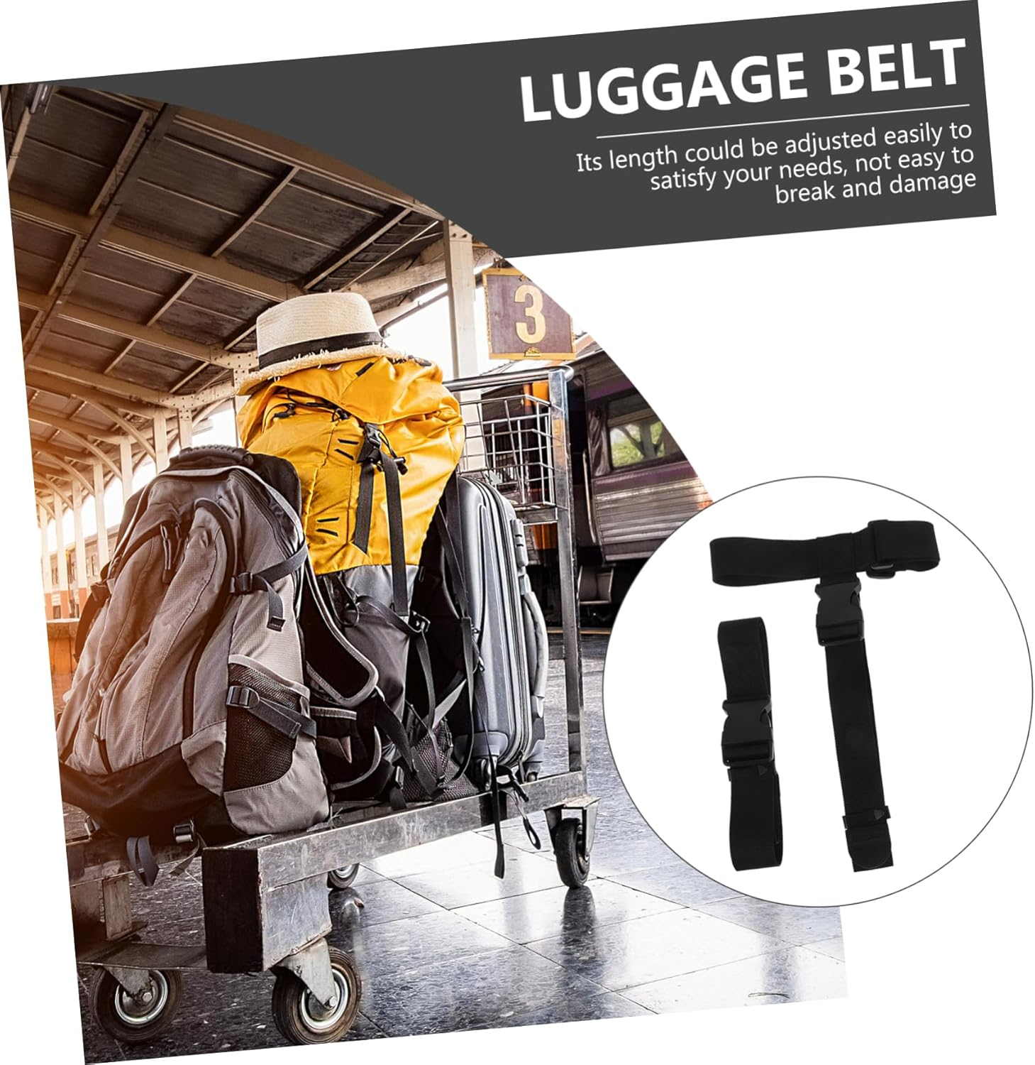 TEMPNAP Luggage Straps Suitcase Belts Adjustable Buckle Strap Heavy Duty Lashing for Travel Accessories Non-Slip Secure Connection during Trip Airport image number 4