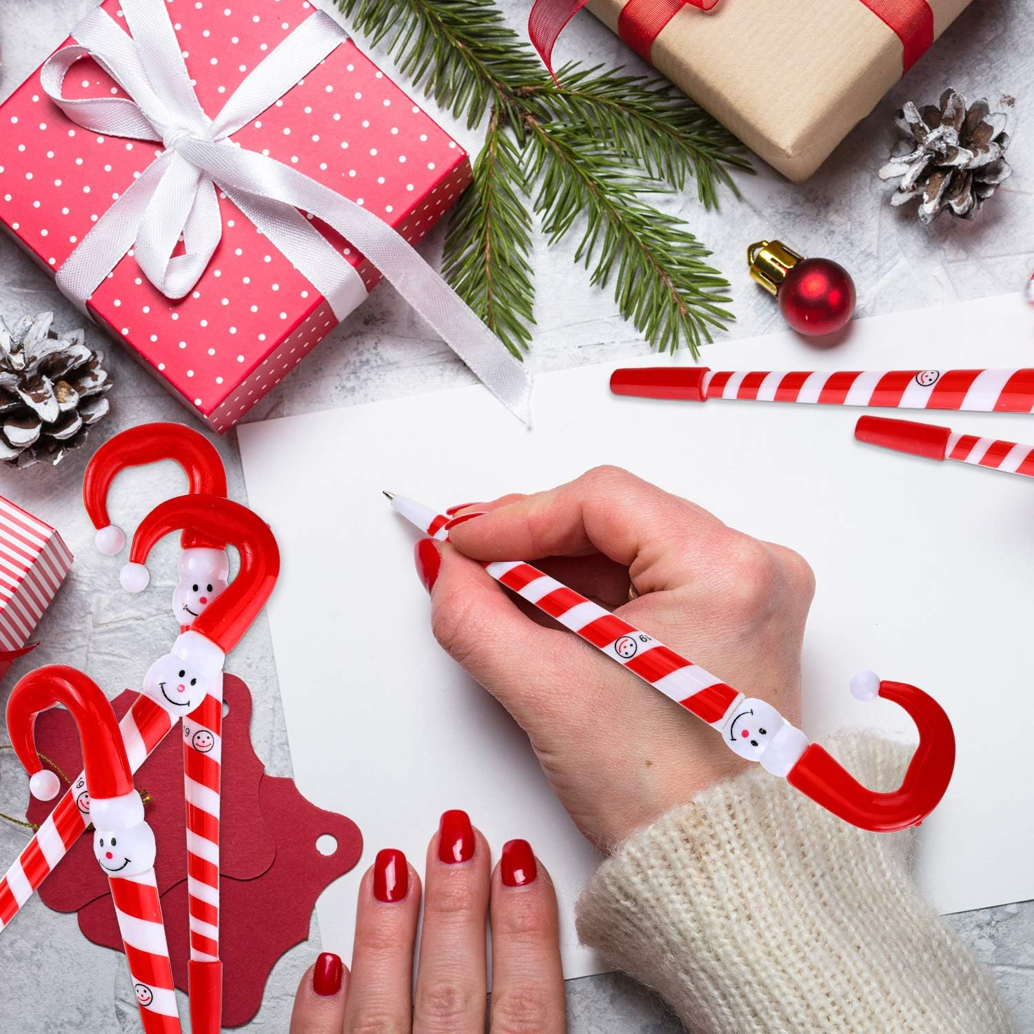 Outus 40 Pieces Christmas Snowman Umbrella Cane Ballpoint Pens for Daily Use, Gifting, Office, School, Home or Parties image number 2