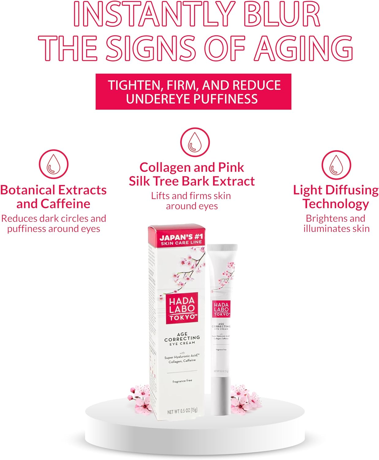 Hada Labo Tokyo Age Correcting Eye Cream, Ivory, Fragrance Free, 0.5 Ounce, 1802 image number 4