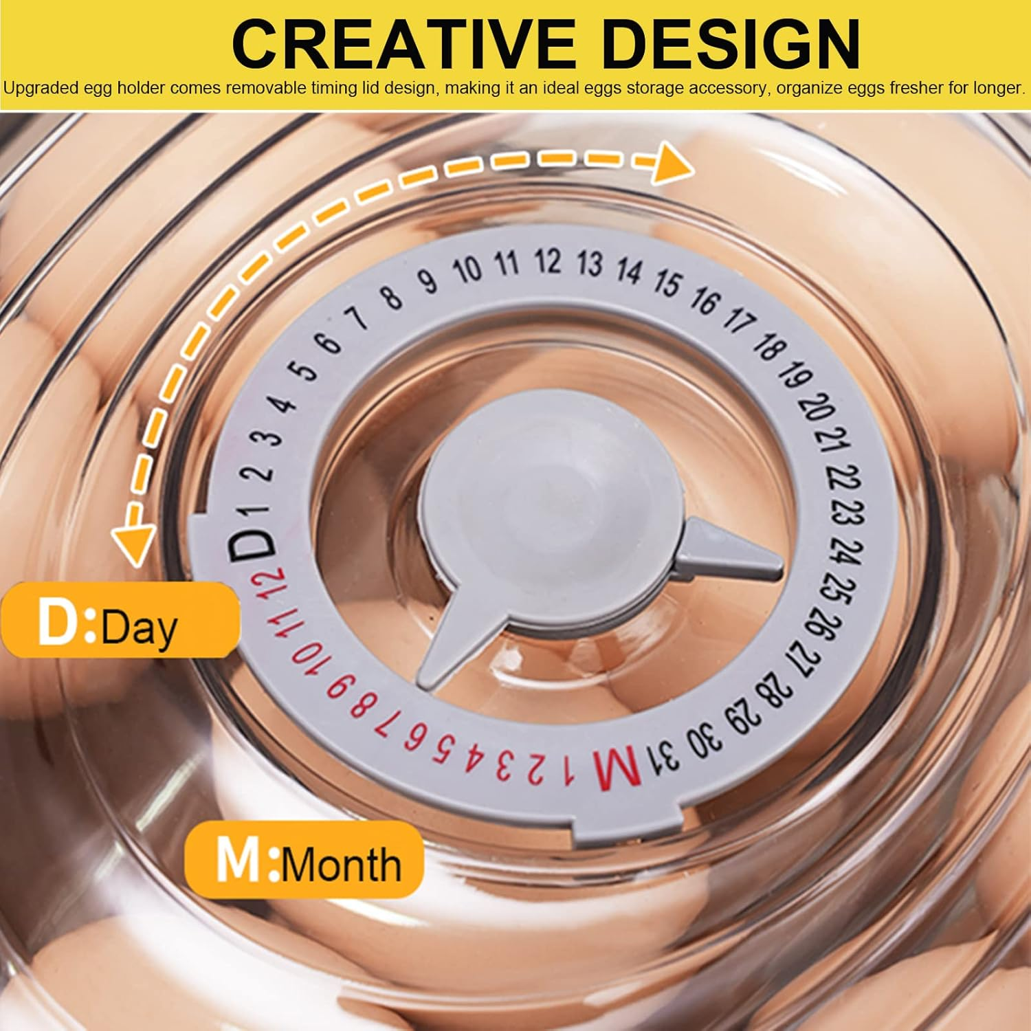 Egg Holder for Refrigerator, Automatically Rolling Egg Storage Container for Refrigerator,Large Capacity Egg Organizer for Fridge with Lid,Clear Plastic Egg Dispenser,Egg Tray & Bin -3 Layer image number 3