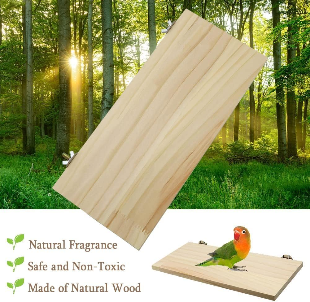 Parrot Bird Wood Perch Stand Platform Rectangle Square Shelf Stand Board for Budgie Parakeet Cockatiel Hamster Gerbil Rat Chinchillas Guinea Pig image number 1