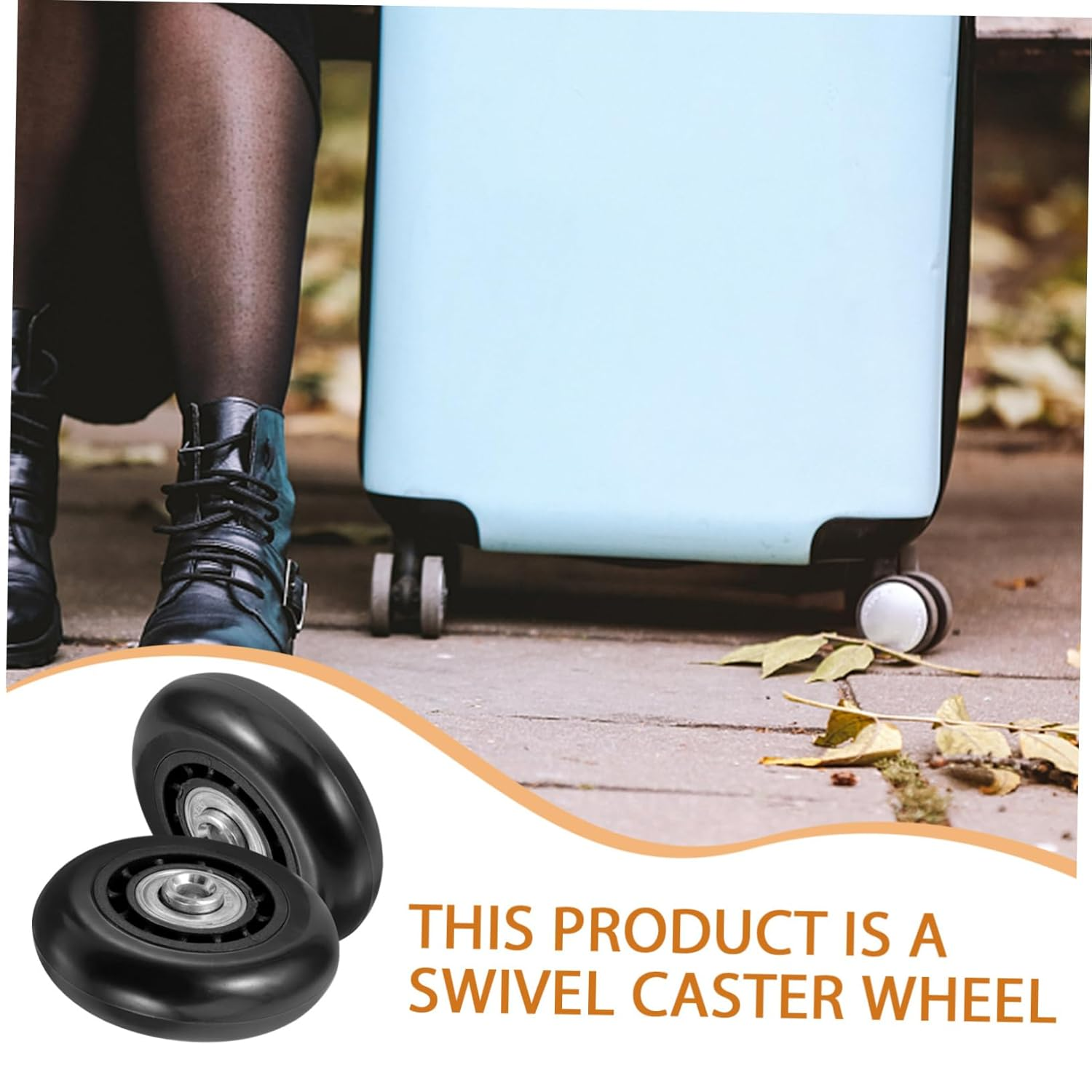 ULTECHNOVO 2Pcs Luggage Wheels Replacement Kit Metal Bearing Swivel Caster 60X23Mm Universal Suitcase Travel Wheel Repair Accessories