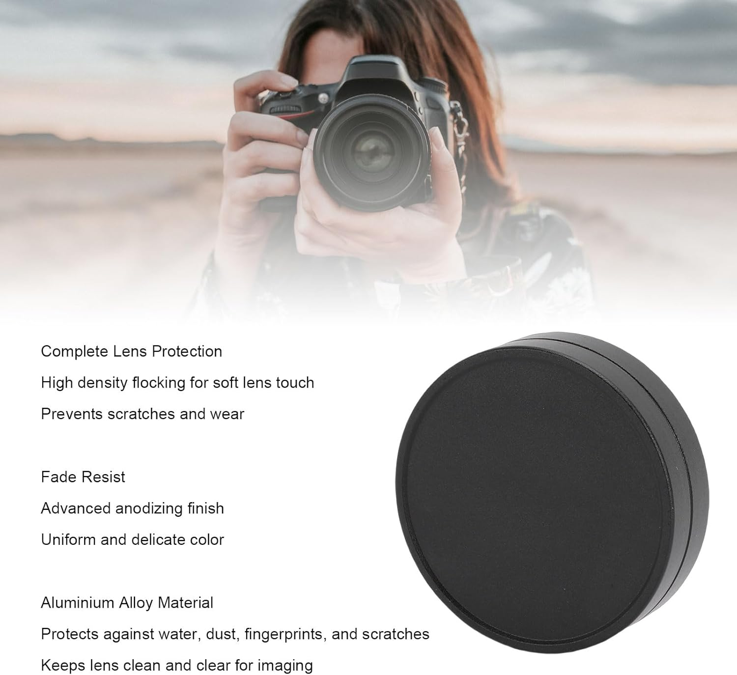 Wisoqu Aluminum Lens Cap Fit for FUJIFILM X10 X20 X30, Metal Front Cover with Soft Flocking Interior, Scratch Resistant Protective Camera Accessory (Black) image number 4