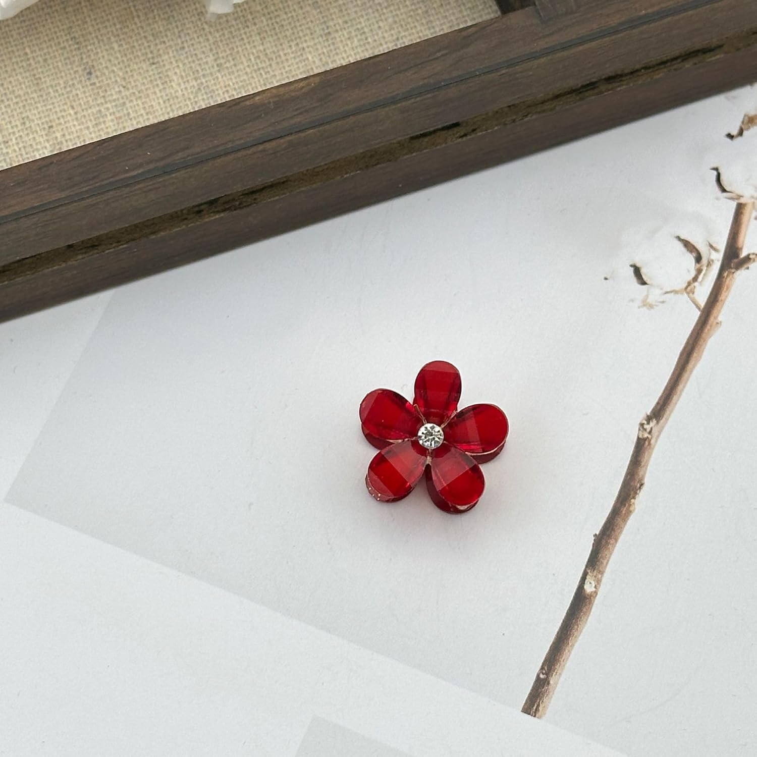 Umiin Mini Hair Clips, Pack of 5 Flower Hair Accessories for Women and Girls, Beautiful Hair Claw Headwear, Styling Tools for Wedding, Party, Communion, Beige & Red & Purple & Blue & Pink image number 2