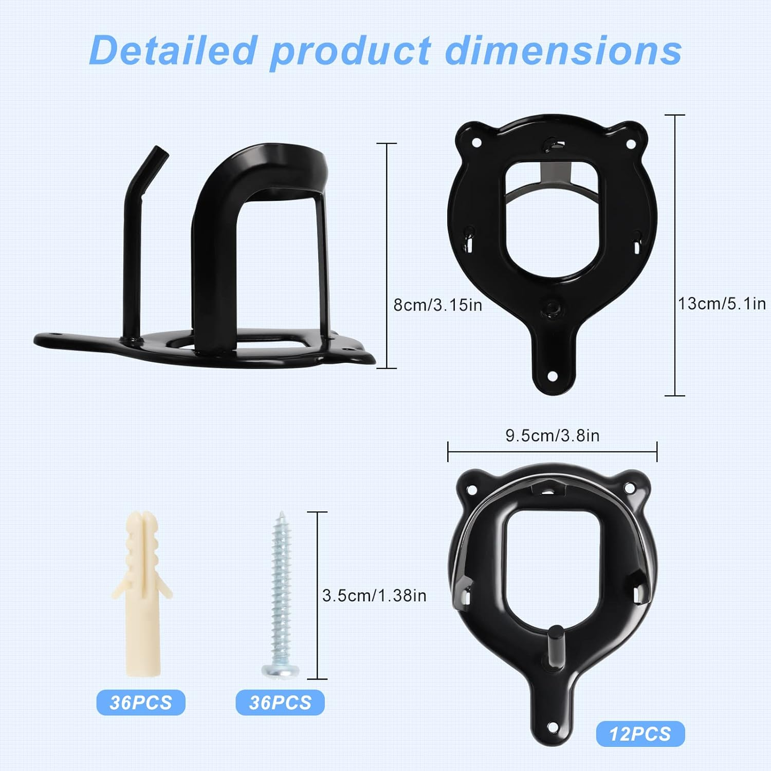 Swess 12 Counts Horse Bridle Rack, Bridle Bracket Bridle Hooks with Tubes and Screw, Horse Tack Storage Halter Hanger Metal Bridle Holder for Tack Room,Horse Blanket Rack,Bridle Holder Wall Mount image number 6