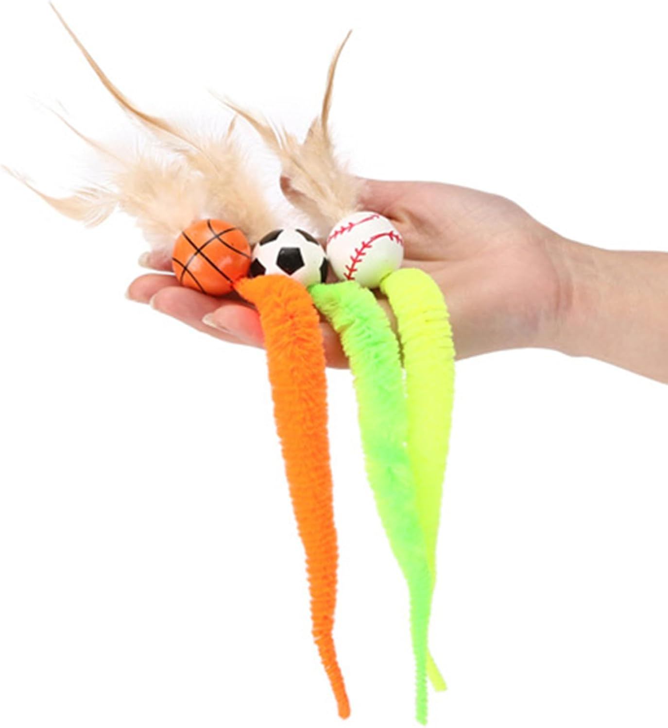 Toys for Cats - Interactive Cat Toy Balls Colored Tiles High Elasticity 3 Pack Exercise Hunting Outdoor Bird Toys for Home Use - Resilient Rich Environment Support Pet Play image number 3