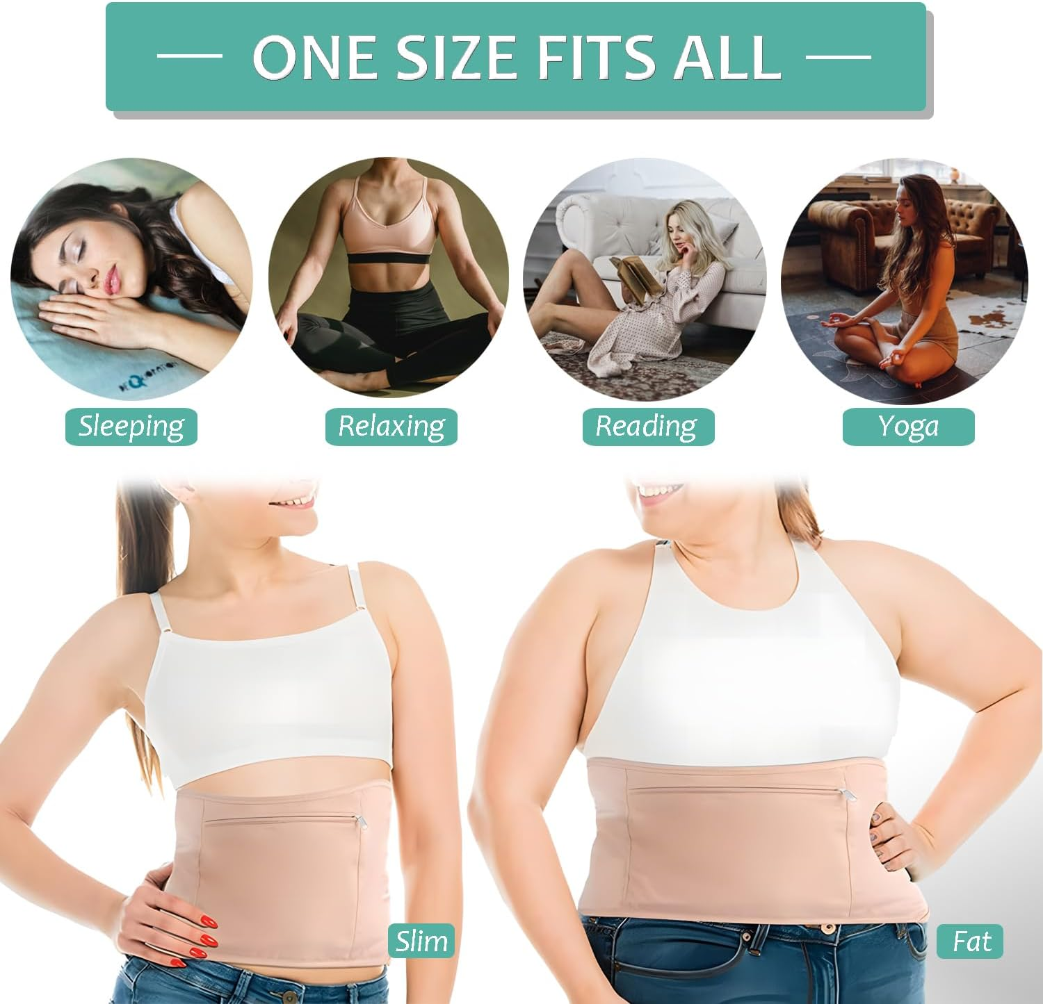 4 Pcs Castor Oil Wrap Pack with Storage Bag, Reusable Washable Castor Oil Pack Set with Adjustable Tape Castor Oil Packs for Liver Detox Relax for Women and Men, Gray (Khaki) image number 5