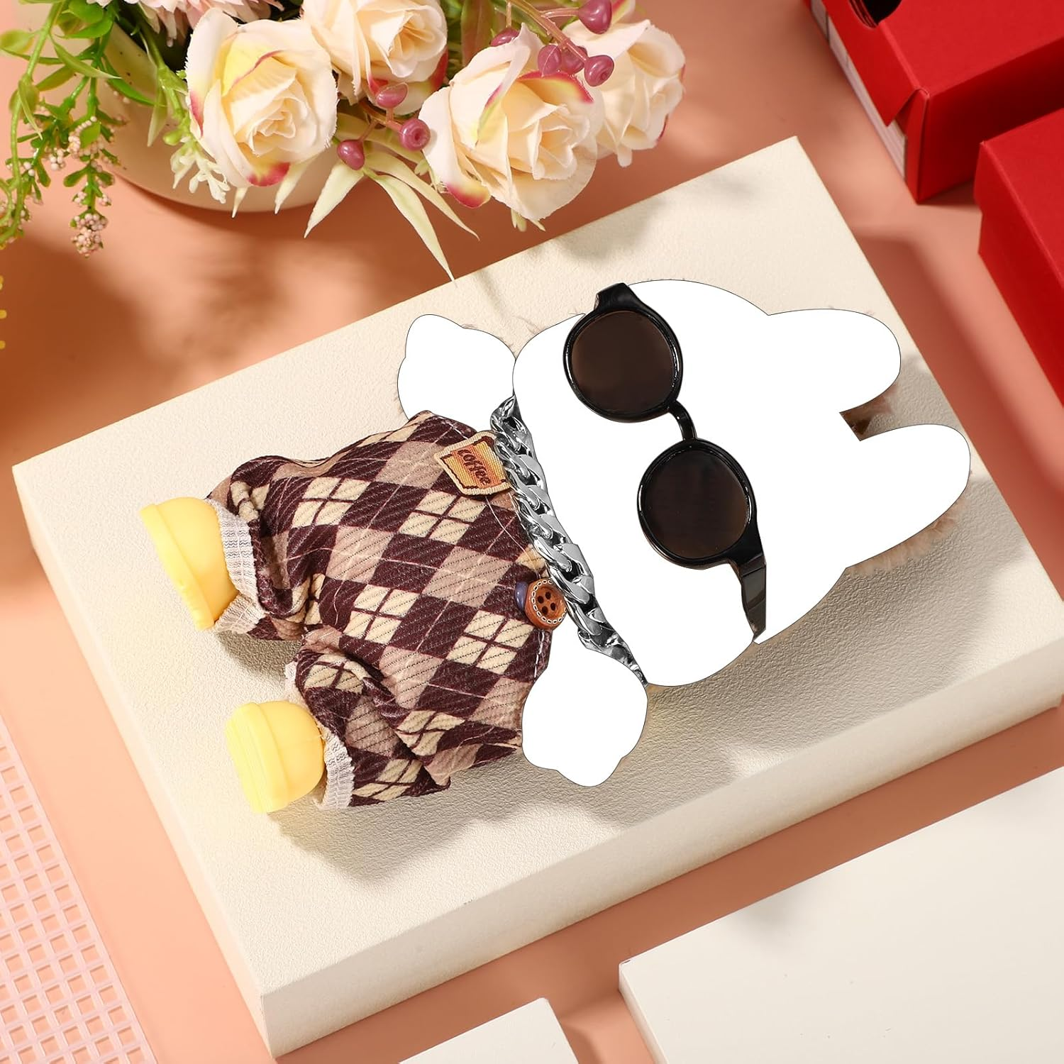 Doll Outfit Set, Fashion Sunglasses Silver Necklace & Cute Yellow Shoes Clothing Accessories for Dolls Decoration & Display image number 3