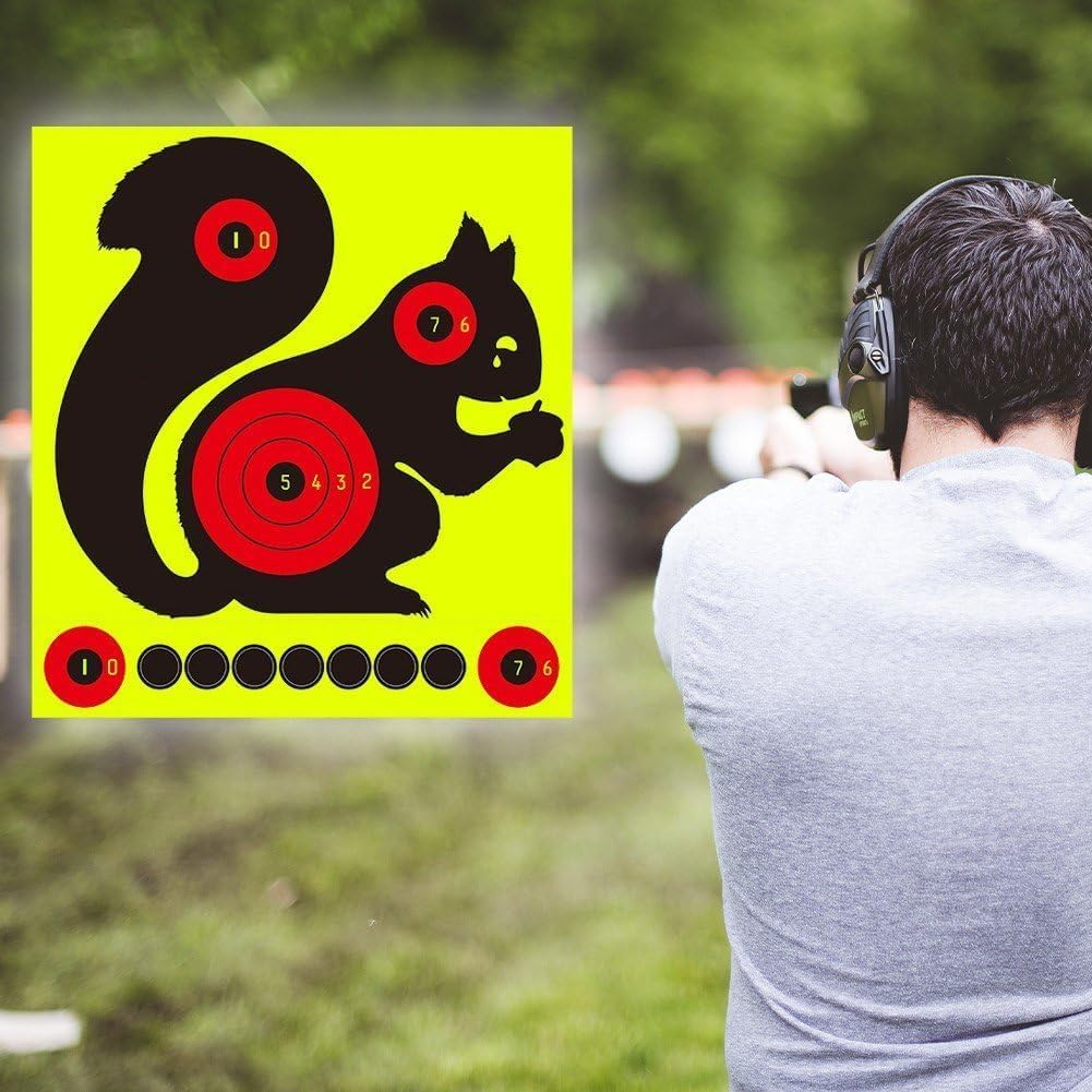 Linyongc Multicolor Dart Shooting Target, 28Pcs Self Adhesive Splatter Target Paper Stickers, 8X8Inch/20X20Cm, Square with Circular Center image number 1