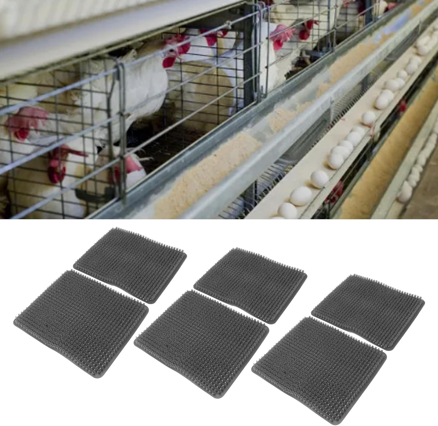 Chicken Nesting Pads, 6 Pcs Chicken Coop Mats, Washable Plastic Nesting Box Liners, Duck, Chicken Coop Accessories, Chicken Bedding for Coops Poultry Laying Eggs Protecting (Gray) image number 3