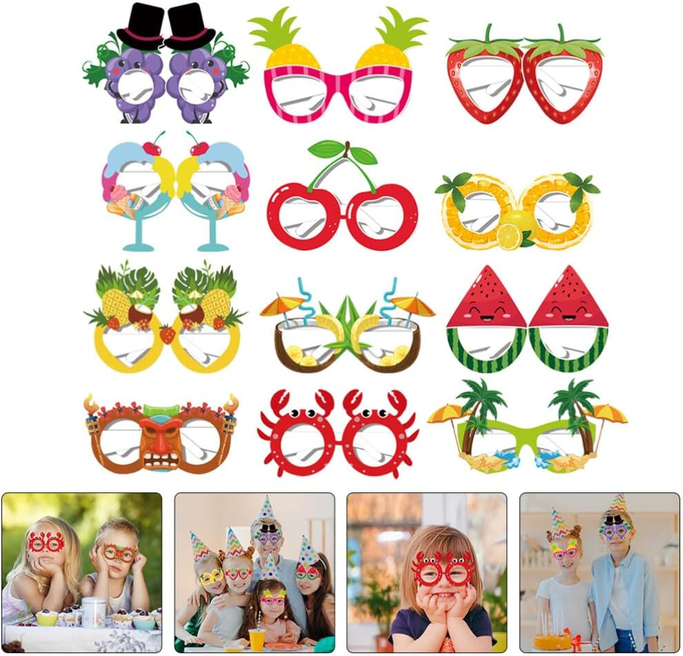 12Pcs Fruit Glasses Tropical Fancy Dress Props Summer Party Sunglasses Luau Sun Mermaid Decor Watermelon Decor Kids Funny Eye for Kids Fun Party image number 2
