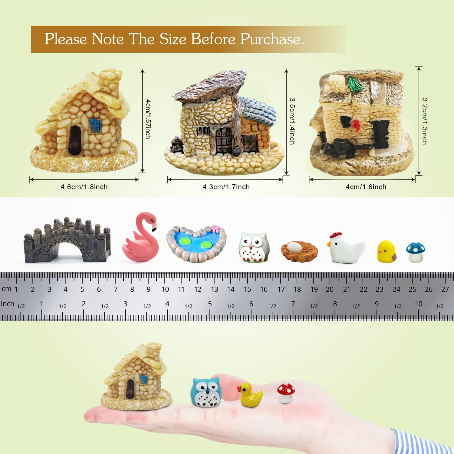 Dracarys Fairy Garden Accessories 50 Pieces, Miniatures for Fairy Garden Fairy Garden Kit, Fairy Garden Animals, Miniature Figurines, Micro Landscape Ornaments Kit, Garden DIY Kit, Environmental Resin image number 4