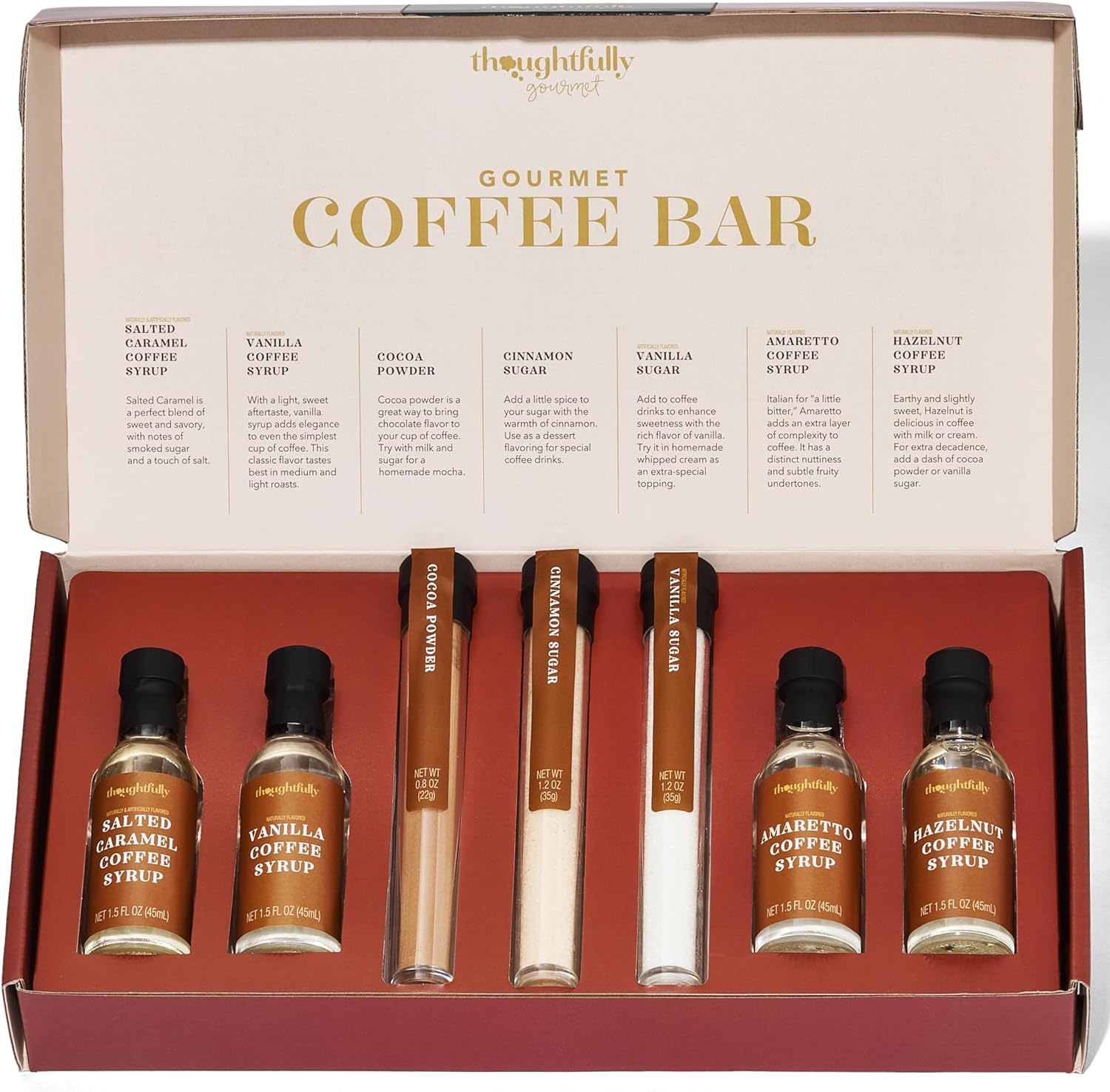 Thoughtfully Gourmet, Coffee Therapy Gift Set, Includes 4 Delicious Coffee Syrups, 2 Flavoured Sugars and 1 Cocoa Powder to Elevate Your Coffee image number 2