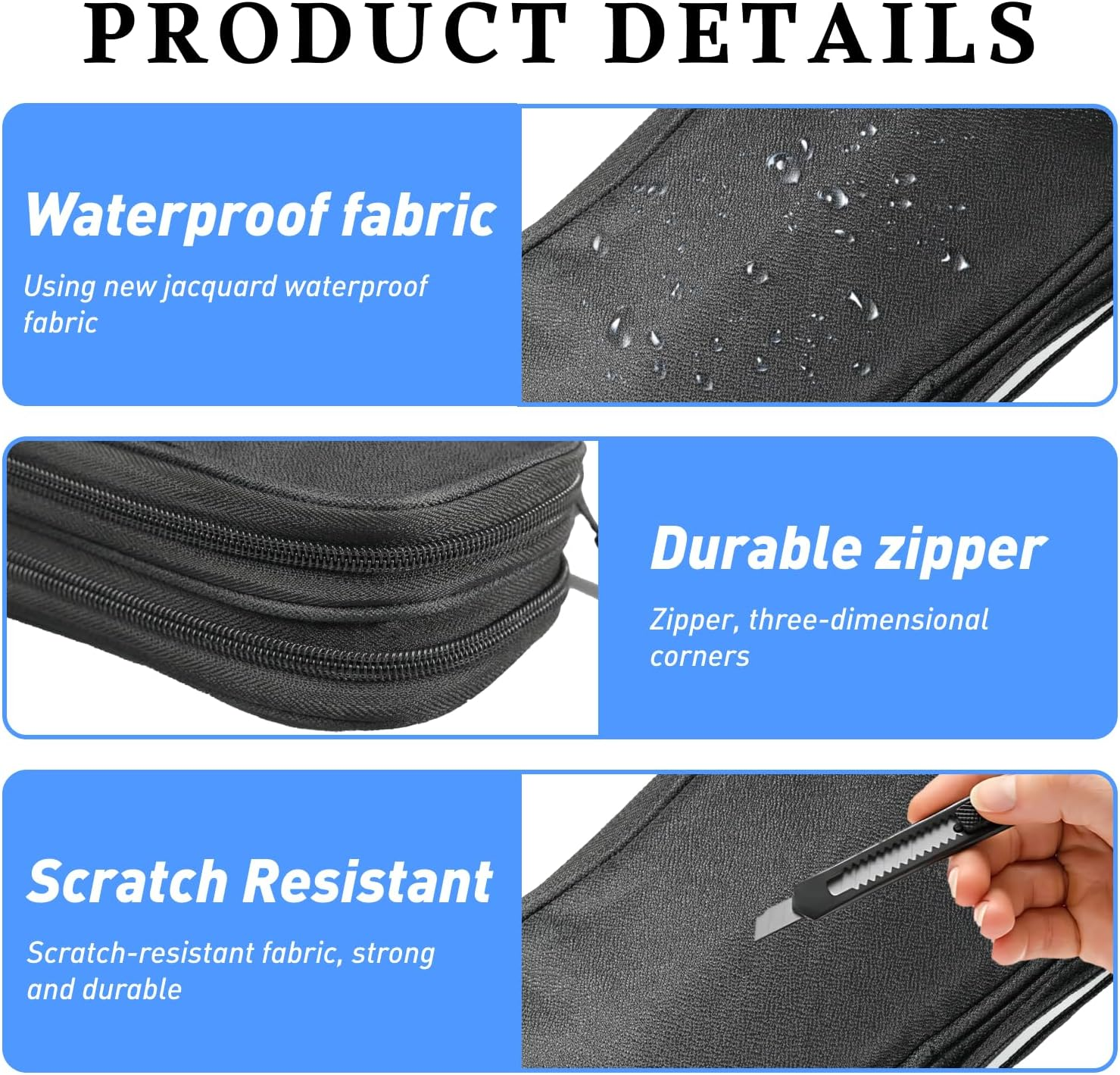 Fortuneglobe 2-Layer Electronics Organizer (7.5X4.3X2In) Waterproof Tech Pouch for Cords, Chargers, Phone, Earphones, Travel​​