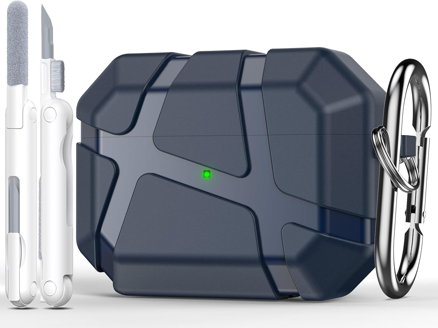 R-Fun for Airpods Pro 2 Case, Shockproof Silicone Protective Case, Compatible with Airpods Pro 2Nd Generation, with Hard Shell Design & Scratch Protection, Front LED Visible with Carabiner,Green