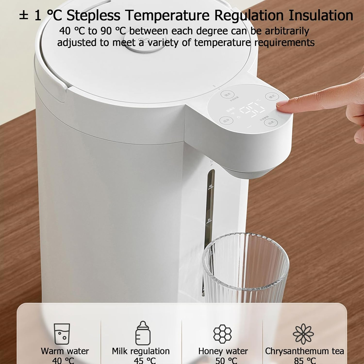 New Xiao MI MIJIA Hot Water Dispenser, 5L Electric Hot Water Urn Pot Dispenser, 40-90℃ Adjustable Temperatures, 316 Stainless Steel Countertop Water Heater, for Tea, Coffee, Baby Formula, 1600W image number 4