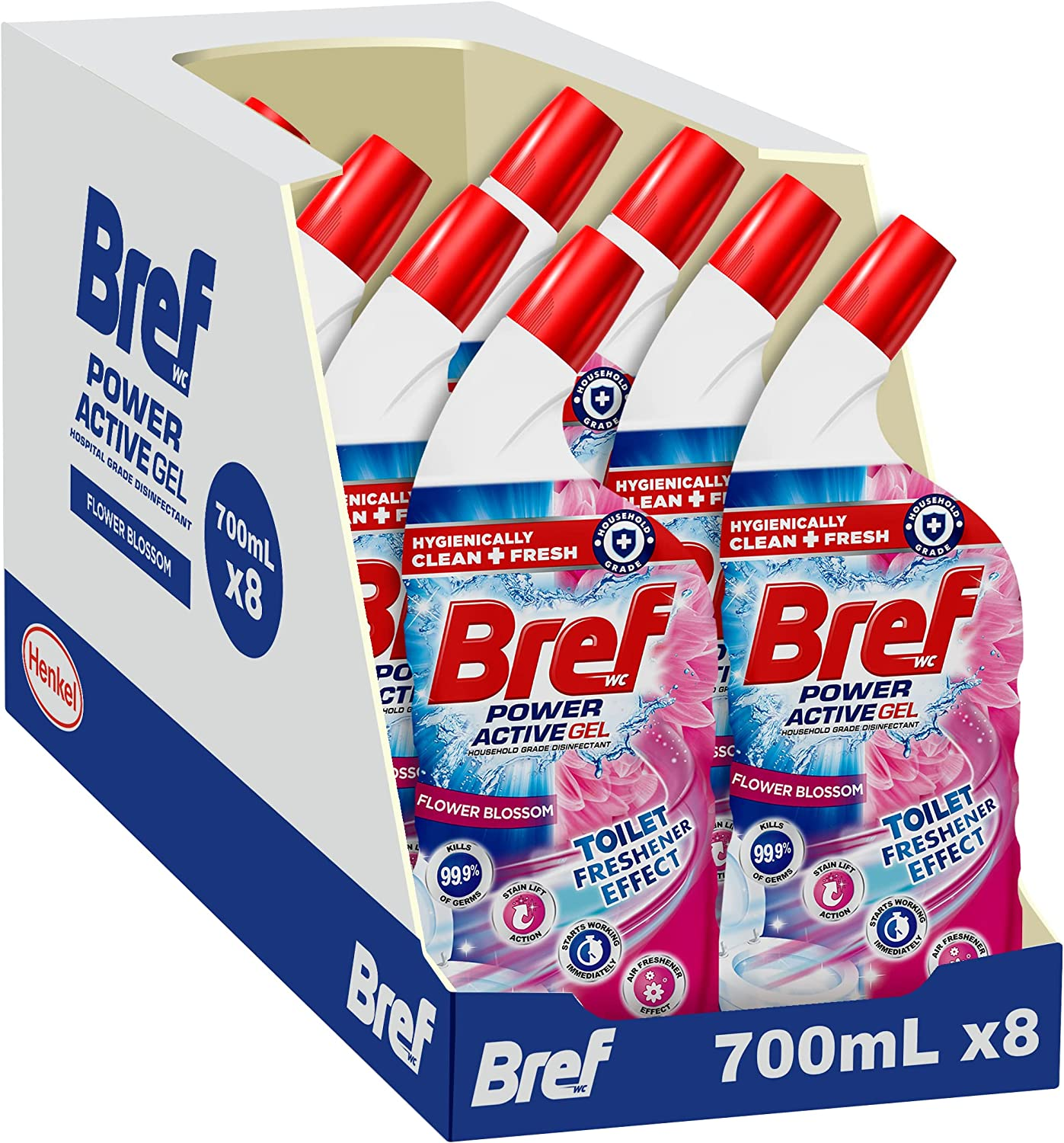 Bref Power Active Gel Flower Blossom Toilet Cleaner 700Ml X 8