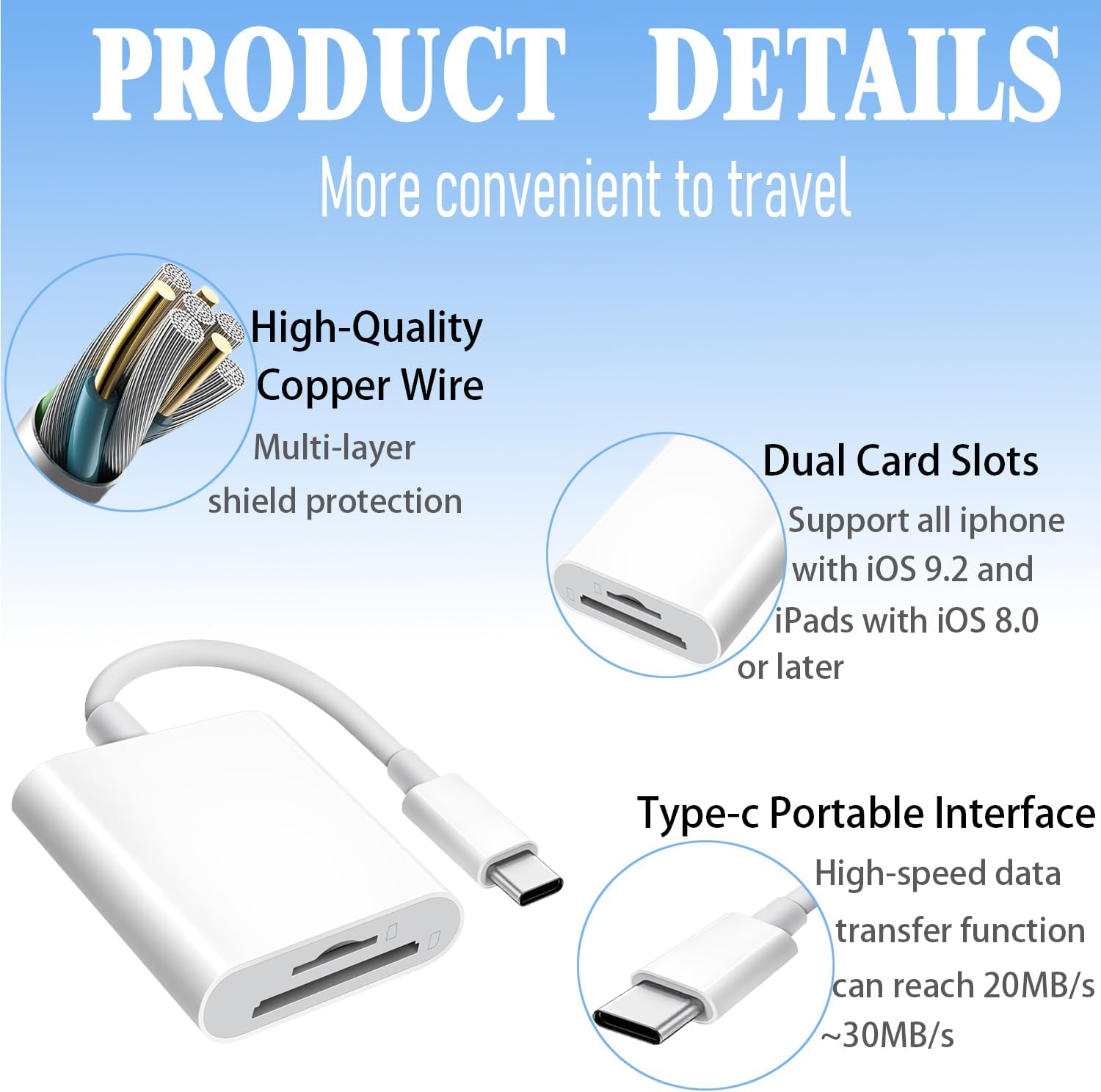 Lichely USB C SD/TF Card Reader Type C Memory Card Adapter for I-Phone 15/Android/I-Pad/Windows/Mac, High-Speed Data Transfer for Photos/Videos (Supports SD, Microsd, TF Cards)