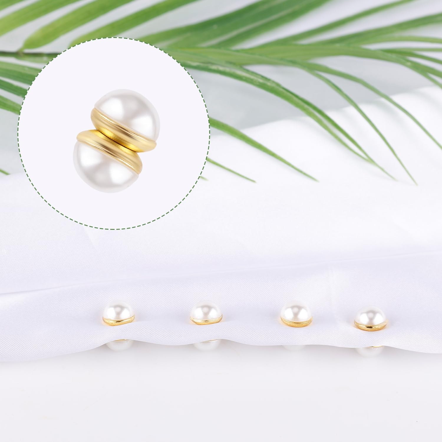 10Pcs Veil Weights Strong Hijab Magnets Pearl Pins Magnetic Hijab Pins for Clothes Scarves Niqab, Pearl Veil Beautiful Wedding Double Sided Hijab Magnets for Women Girls, White, Gold image number 5
