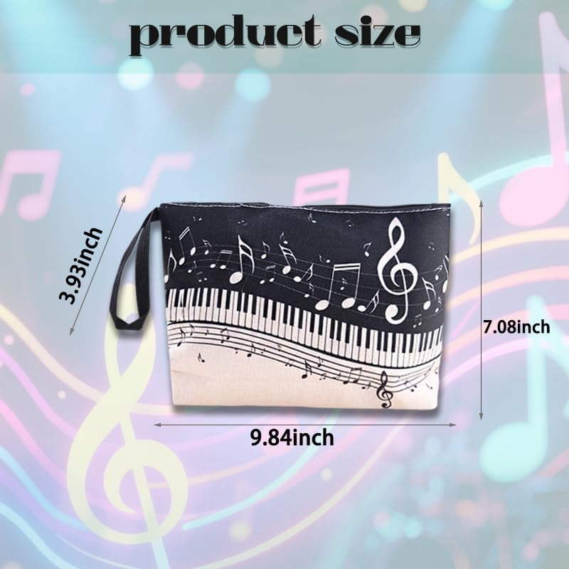 Piano Musical Cosmetic Bag for Women Pianists Music Enthusiast Canvas Makeup Pouch Perfect Birthday Music Festival Gifts for Piano Lovers Teachers