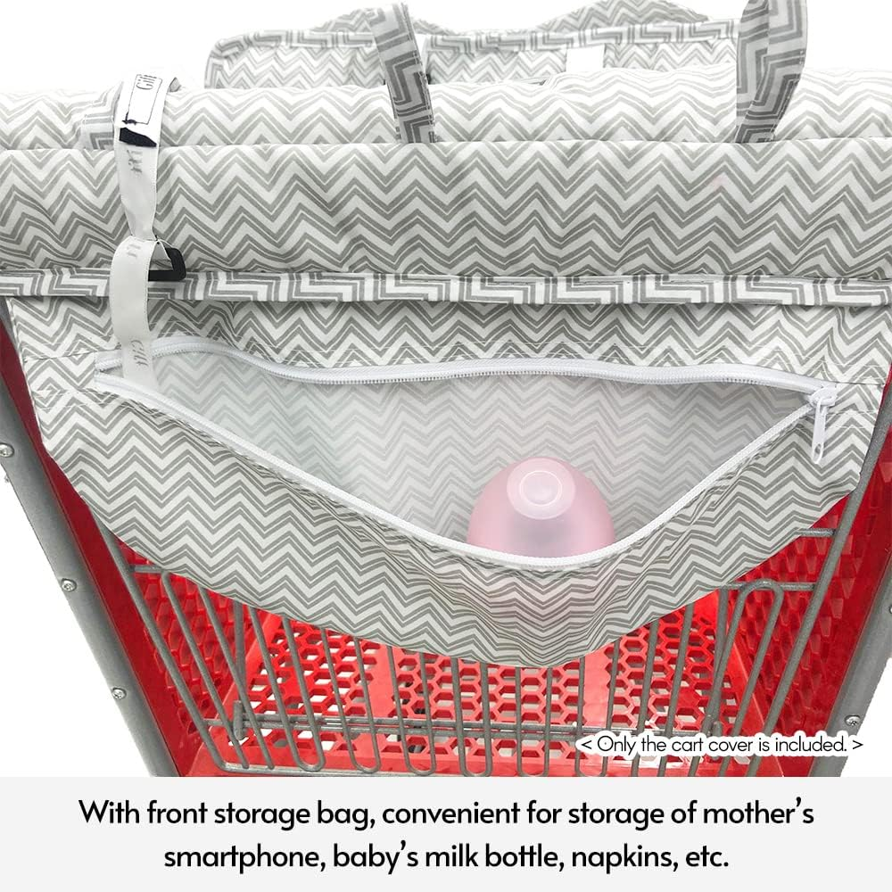 Multifunctional 2-In-1 Baby Shopping Cart Cover Children Highchair Cover with Thickened Soft Cushion Transparent Phone Holder for Boys Girls image number 3