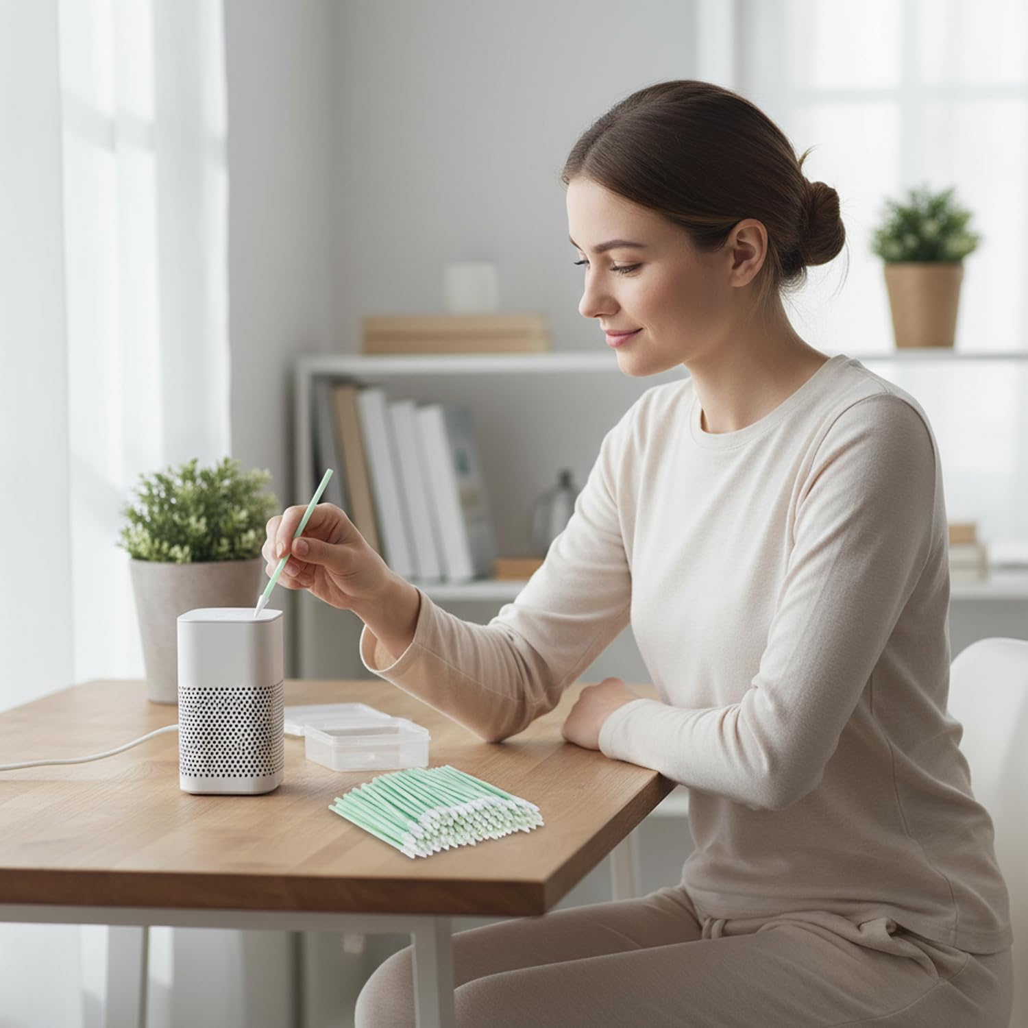 Pointed Tip Sponge Foam Swabs, 200 Pcs for Electronic Cleaning and Detail Processing, 77 Mm (3.03 Inch), Compatible with Inkjet Printers Cameras Lenses &ndash; Haheihei image number 1