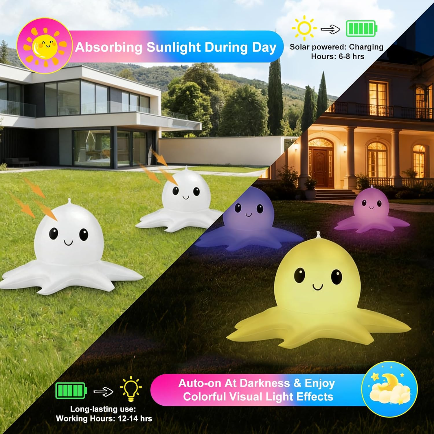 Solar Floating Pool Lights Remote Controlled, Colorful Inflatable Octopus Ball Lights, Dimmable & Timer Pool Lights, above Ground Glow Pool Balls for Party, Garden, Christmas Halloween Decor (2 Pack) image number 3