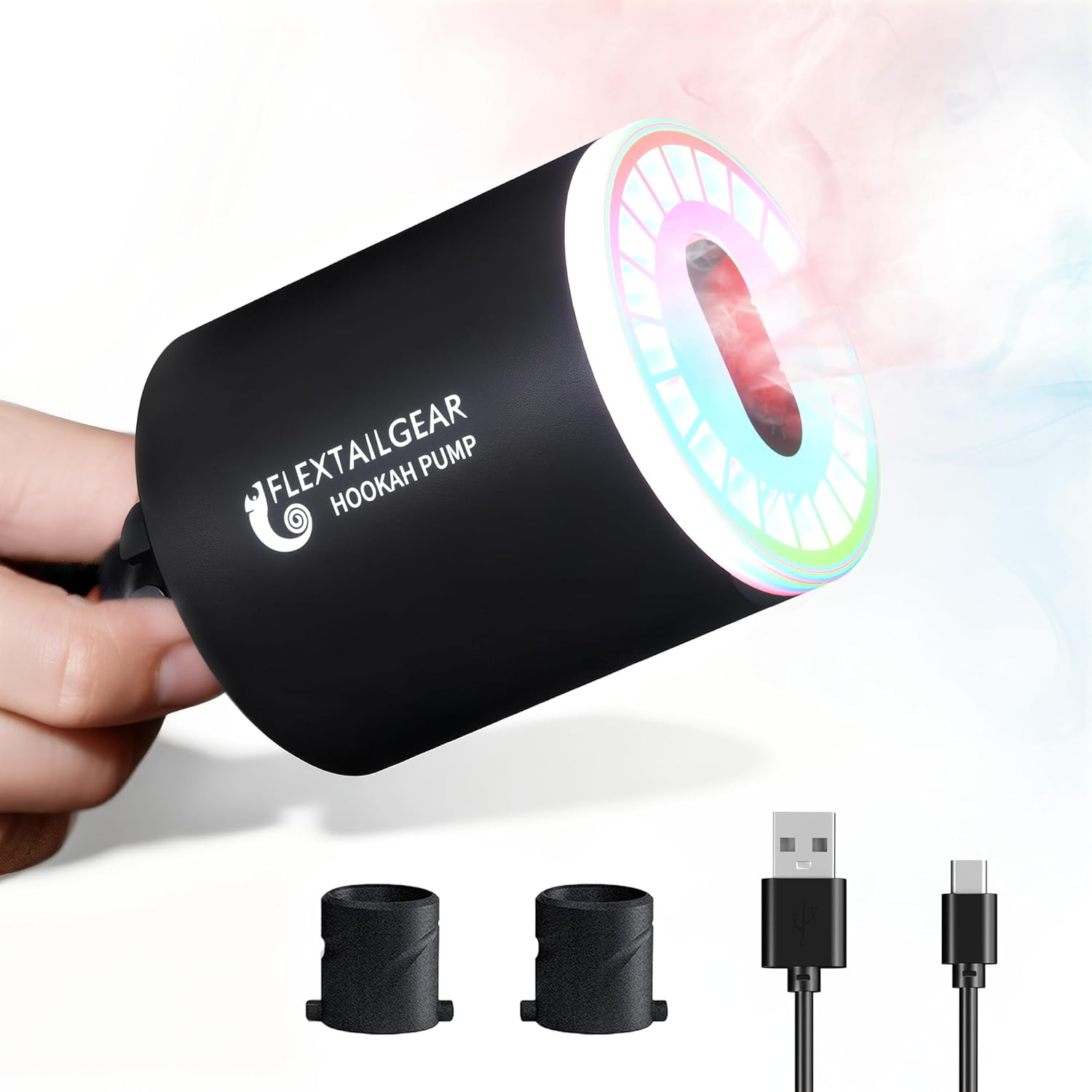 FLEXTAILGEAR Electric Hookah Pump Kit with 1300 Mah Rechargeable Battery Led Light Mini Portable Charcoal Coal Burner Helper Shisha Nargila Warm up Starter Set Smoke Bar Accessories image number 4