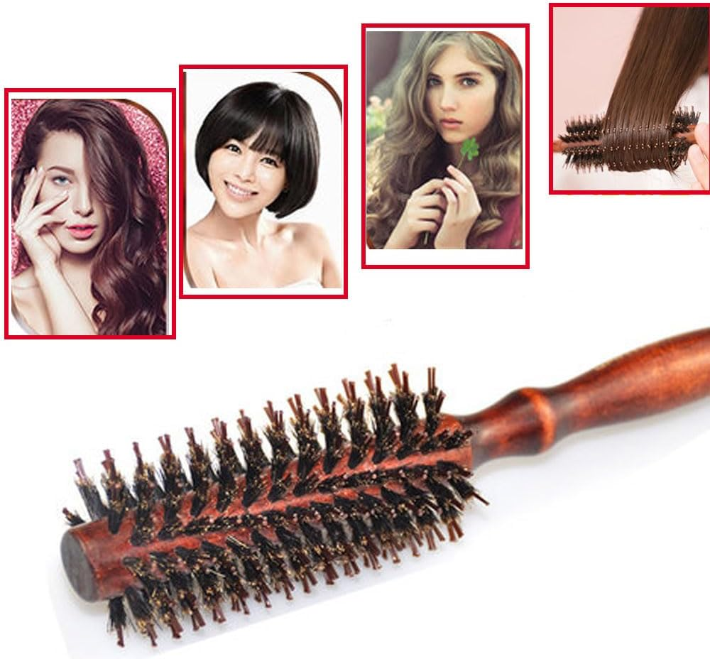 Armastuse 2Pcs Roller Hairbrush, Mens Small round Brush for Hair Styling, Roller Brush to Add Volume and Lift Hair,Boar Bristle round Hair Brush Set image number 1