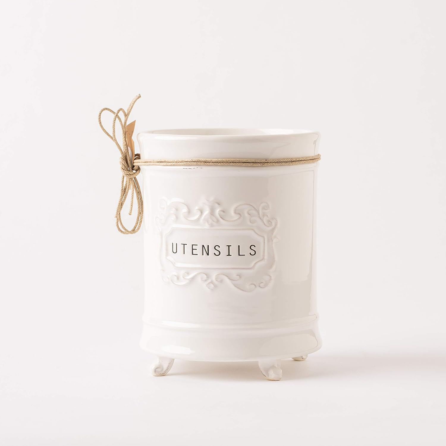 Mud Pie Circa Utensil Ceramic Holder, 6.5"X5" Dia, Utensils