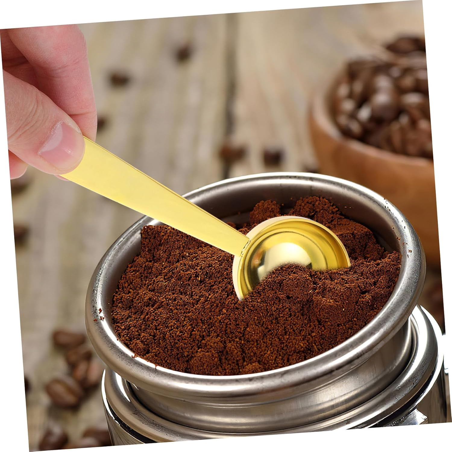 ULTECHNOVO Stainless Steel Coffee Bean Measuring Spoon with Pressed Bottom Dual Head Espresso and Flavor Scoop for Sugar Milk Powder Tea and Seasonings Kitchen Measuring Tool for Precise