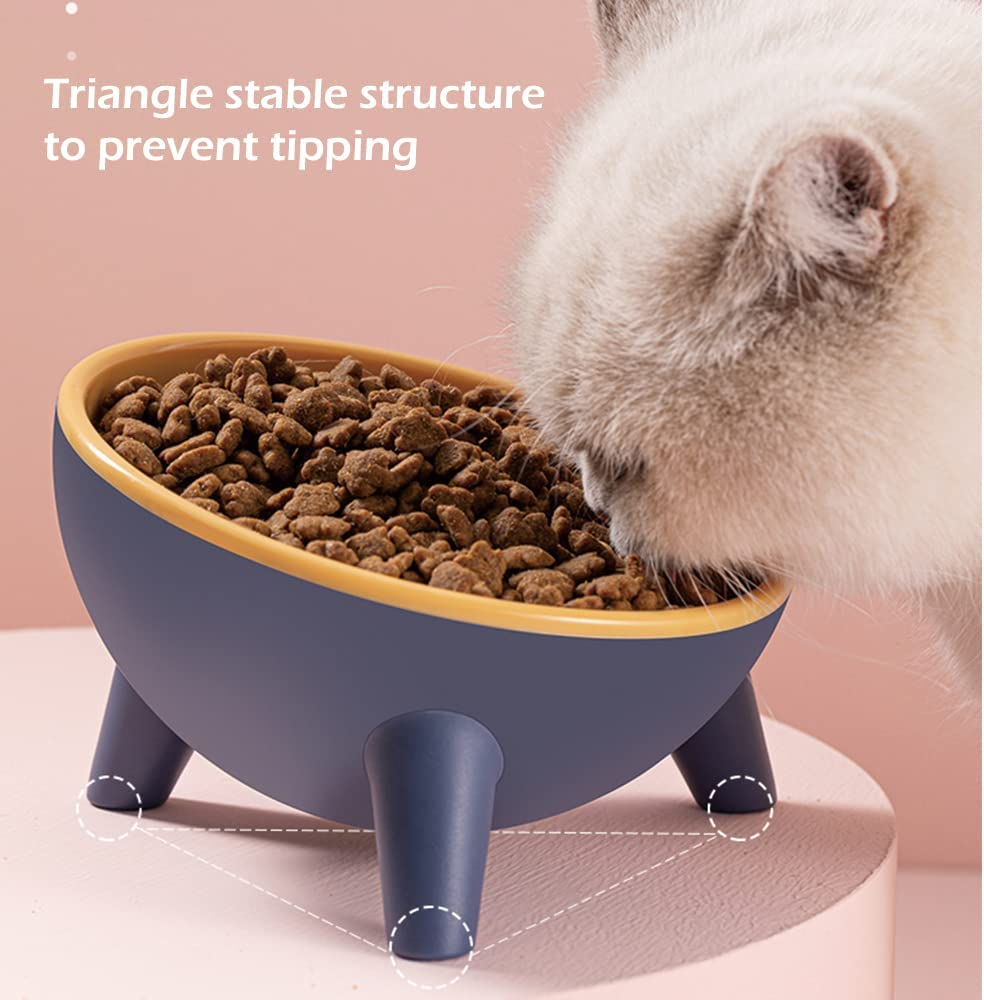 Cat Bowl Non-Slip Pet Food Bowls Tilted Tripod Support Pet Food Feeder Bowl Stress Free Backflow Prevention Pet Supplies Puppies Water Bowls Slanted Cat Dish Protect Pet'S Spine (Pink) image number 2
