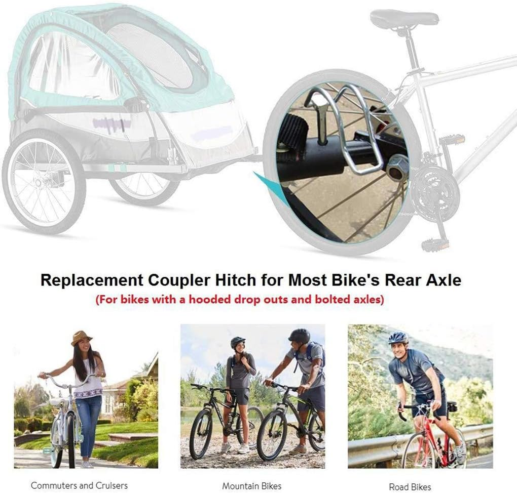 Bicycle Trailer Hitch Coupler Mount Attachment, MASO-AUTO Bike Rear Racks Axle Steel Adapter Replacement Cycling Accessory for Dog Kids Cargo image number 5