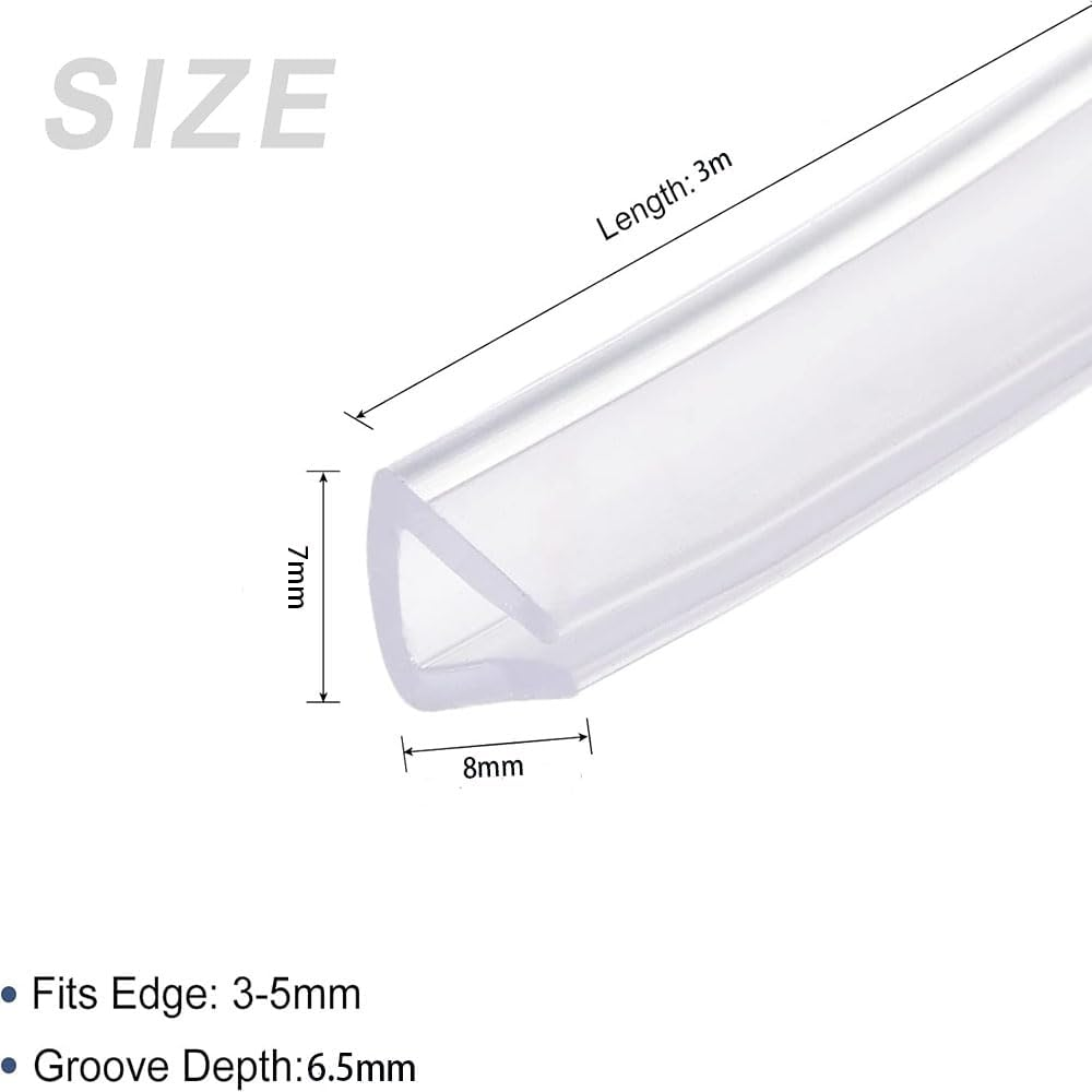 Transparent Trim Seal,Pvc U Shaped Edge Protector Channel for 3-5Mm Thick Furniture, Doors and Vehicles Clear Flexible Sealant Guard against Scratches and Damage, Durable Waterproof DIY Trim Molding image number 1