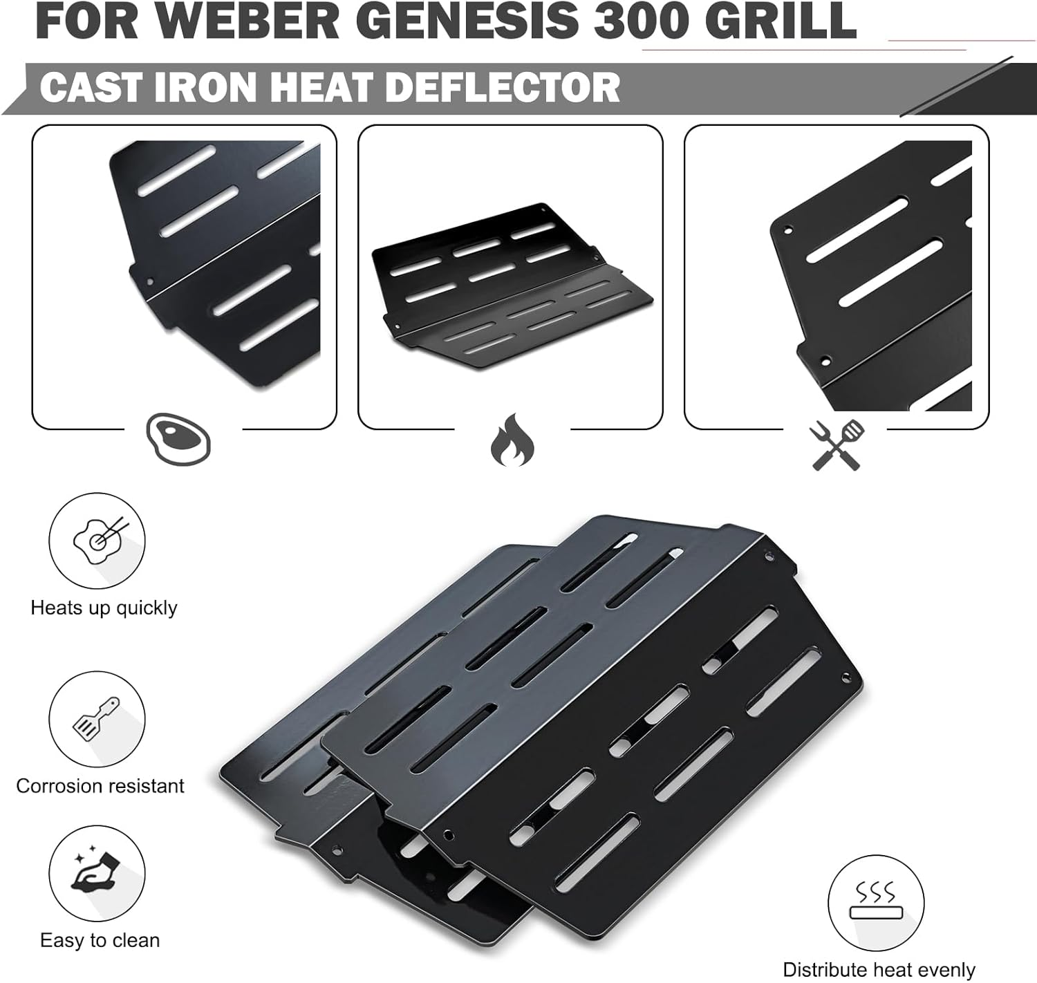 Genesis E310 Grill Replacement Parts Flavorizer Bars Heat Deflector for Weber Genesis E330 S330 S310 Grill Replacement Parts Weber Genesis 300 Series Grill Parts 7620 7621 65505 62756 Heat Deflector image number 4