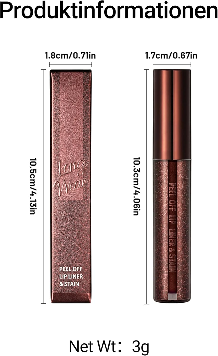 Erinde Lip Stain Peel off Set, Waterproof and Durable Lip Liner Tattoo, Non-Stick Cup Lip Tint Matte Finish, Natural Lip Liner, Highly Pigmented, Transfer Resistant, with Small Tweezers #03 image number 5