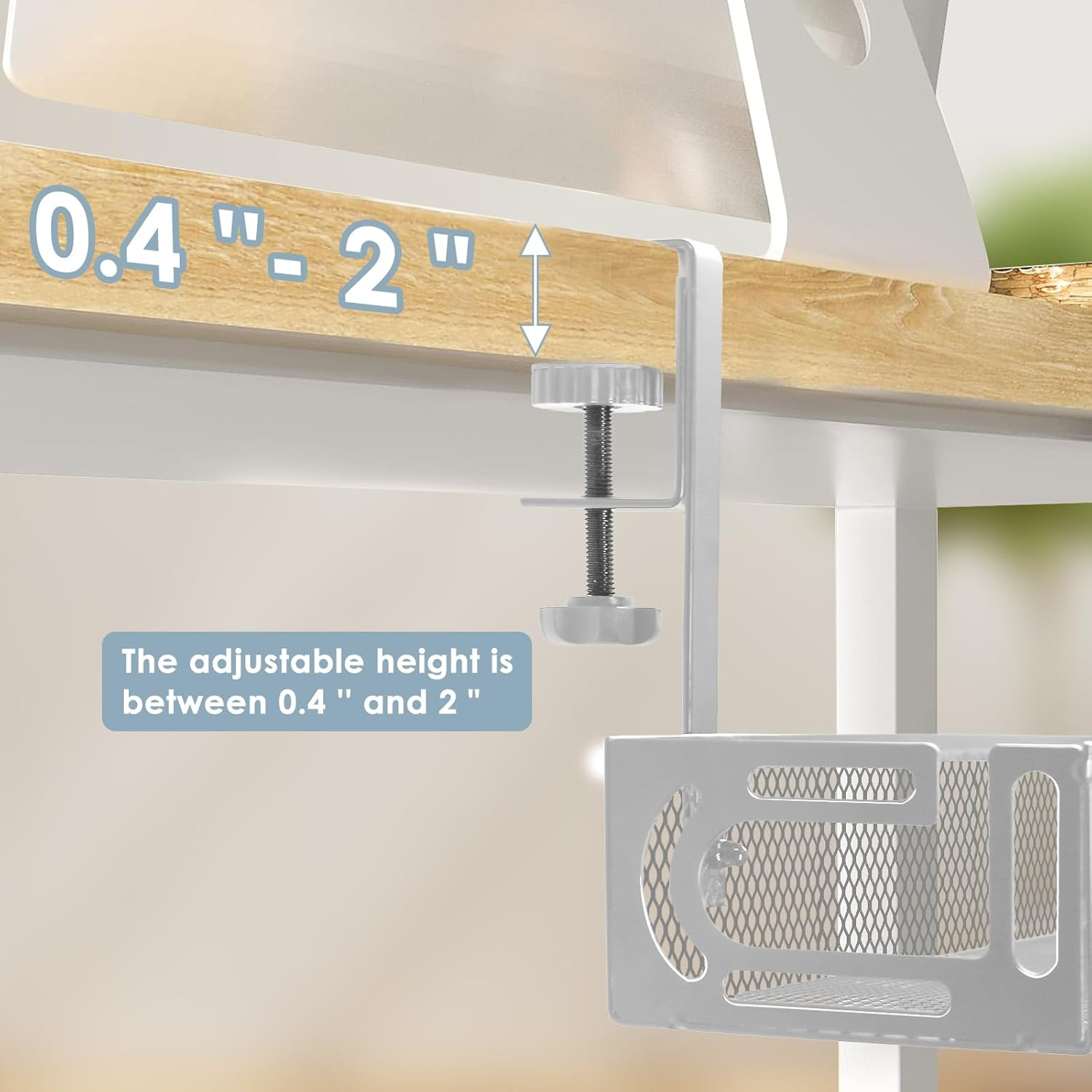 64CM under Desk Cable Management Tray, Cable Organizer, Cable Management Box, Cord Organizer for Desk, under Desk Storage for Office Home - No Drill to Desk Cable Raceway (White)