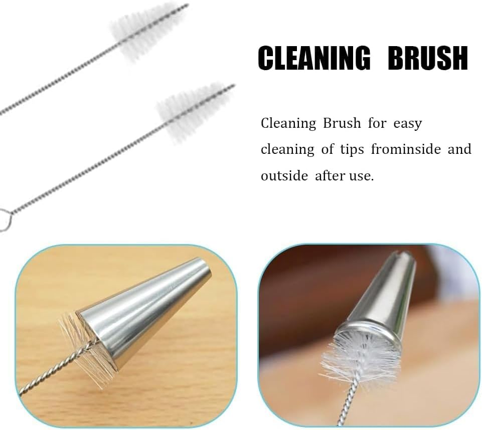 SHUNYUNG 30Pcs Stainless Steel Cake Decorating Set, Piping Bag and Tip Set with Piping Head Cleaning Brushes and Couplers image number 5