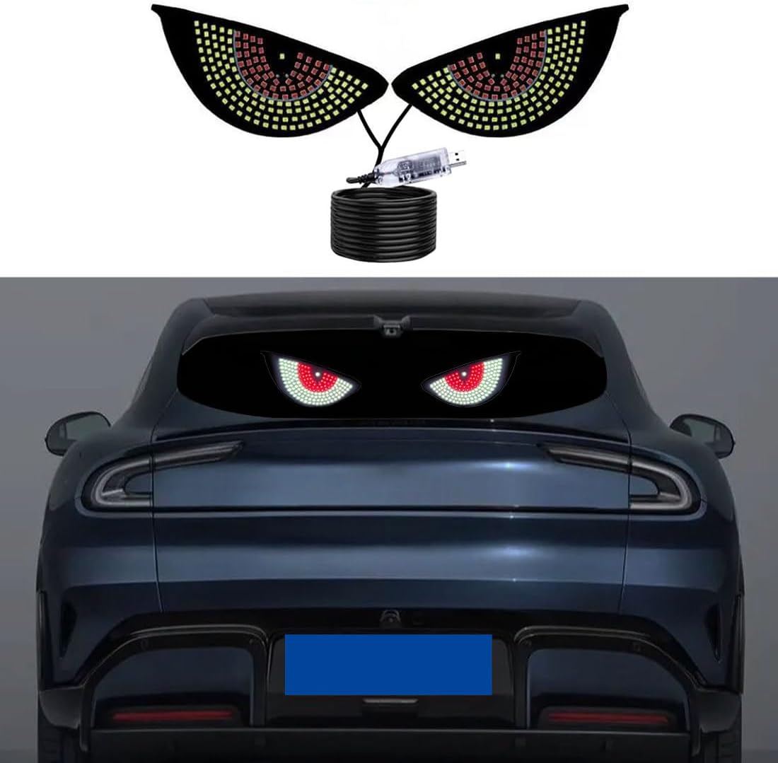 2Pcs Car Demon Eye Lamp,Car Windshield LED Eye,Car Rear Window LED Demon Eye,Dynamic Demon Eye Car Lamp,Led Eyes for Car,Car LED Demon Eye Light