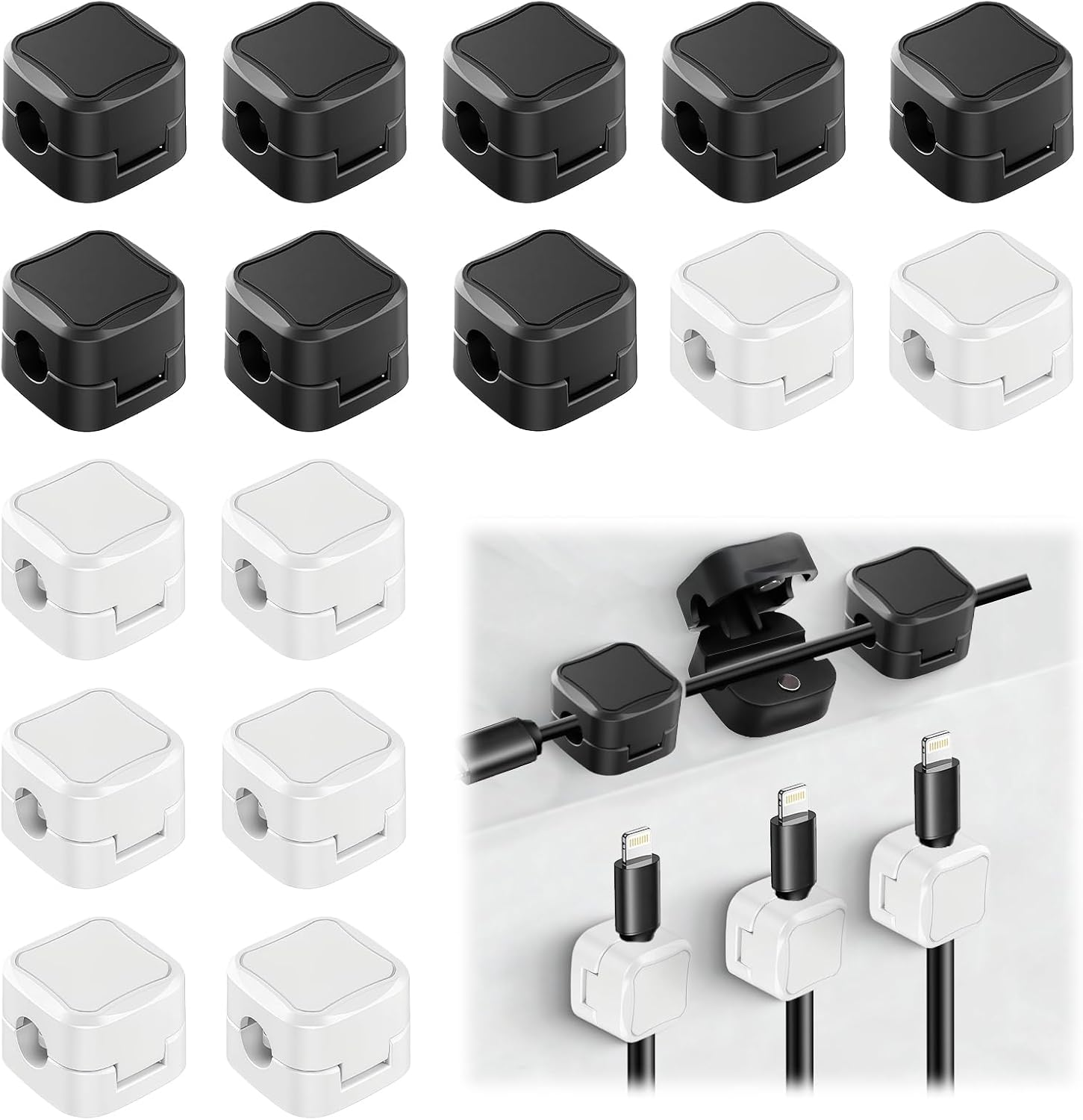 16 Pcs Magnetic Cable Clips Holder, Cord Holder Organizer, Adhesive Management Cable Organiser for Desk Accessories, Wire Keeper for Wire Phone USB Charger Cable Wall Car Nightstand Office Home image number 1