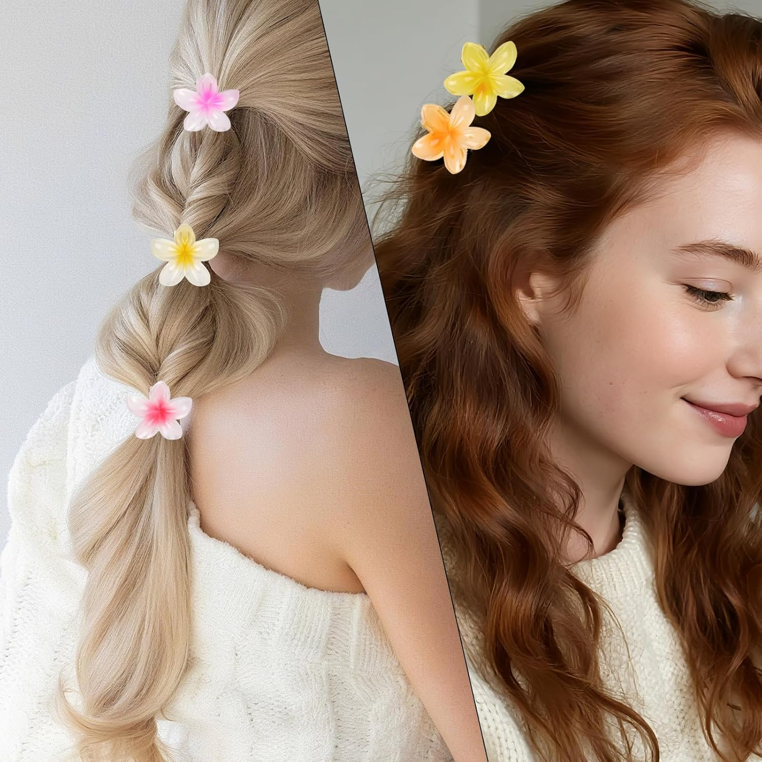 Pack of 12 Small Flower Hair Clips, Plastic Small Gripper Hair Clips, 1.3 X 1.5 Cm Flowers Mini Hair Clips, Non-Slip Colourful Cute Colours Hair Clip, for Baby Women Girls Hair Styling Accessories image number 6