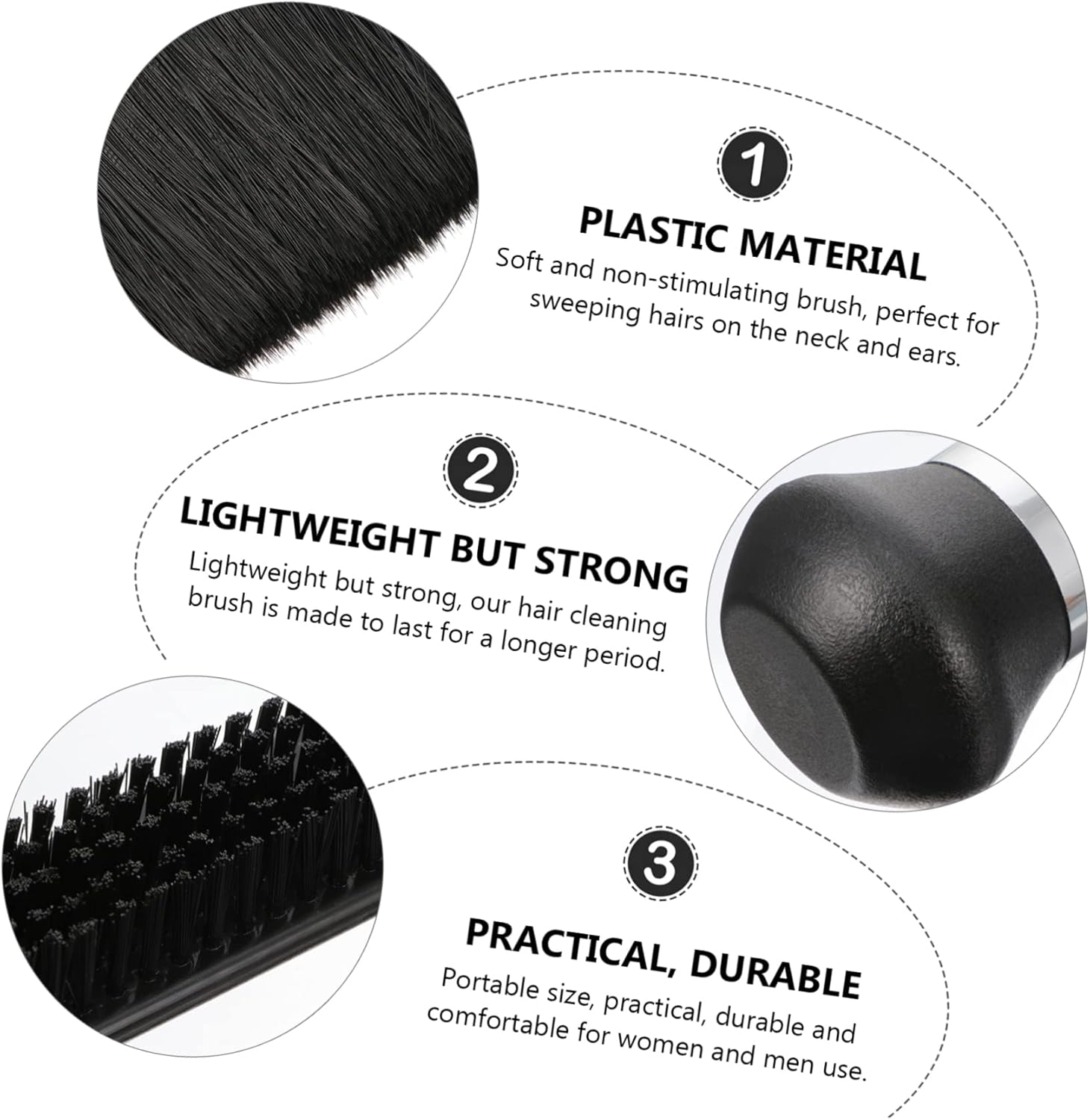 KALLORY 3Pcs Hairdressing Broken Hair Brush Neck Duster for Barbers Hair Cleaning Brush Set Practical and Portable Suitable for Salon and Home image number 2